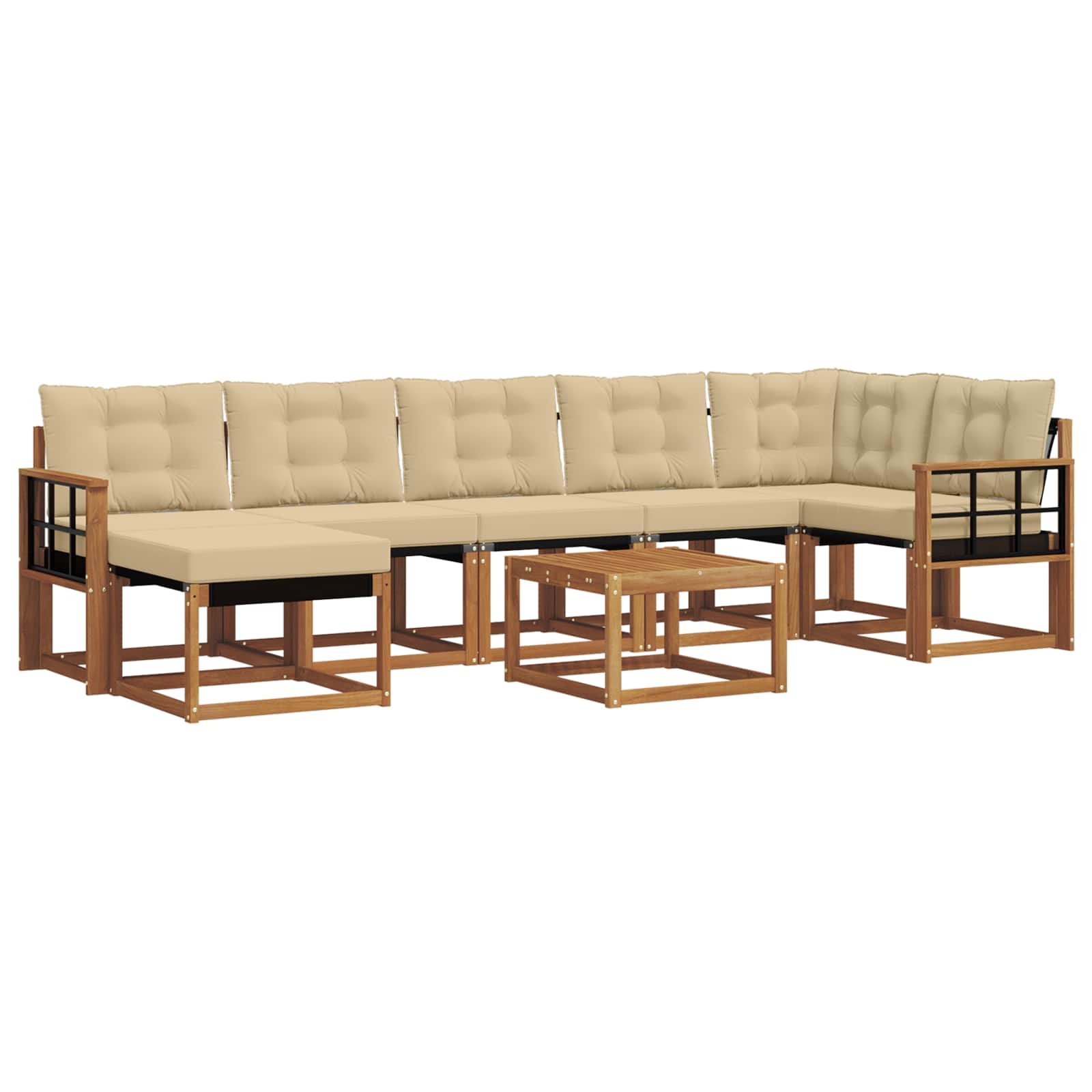 Buiten bankenset met kussen 8 pcs Natuurlijk en Beige is nu te koop bij PeponiXL, paradijselijk wonen!