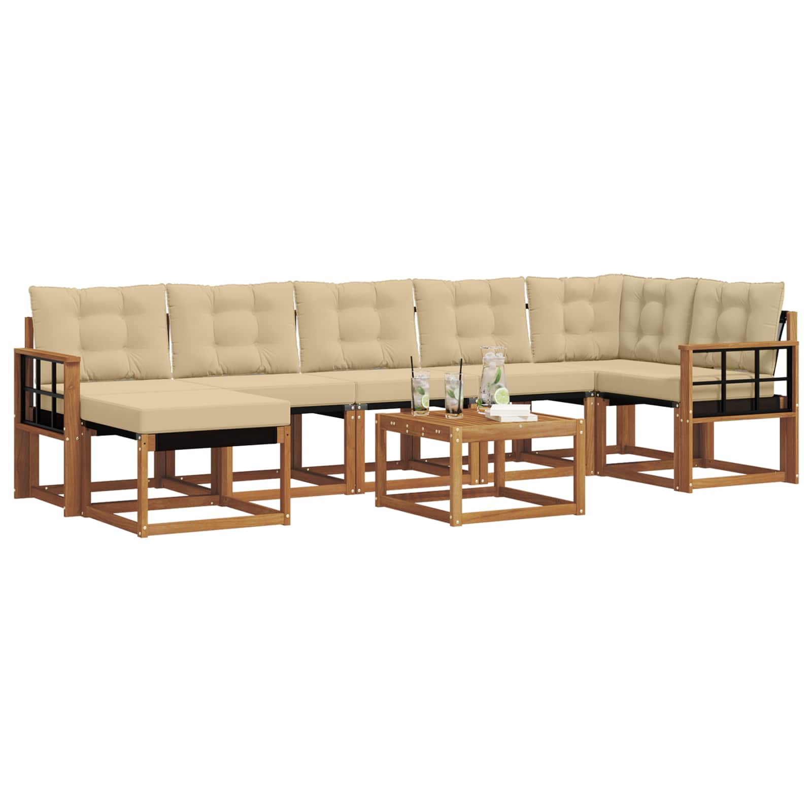Buiten bankenset met kussen 8 pcs Natuurlijk en Beige is nu te koop bij PeponiXL, paradijselijk wonen!