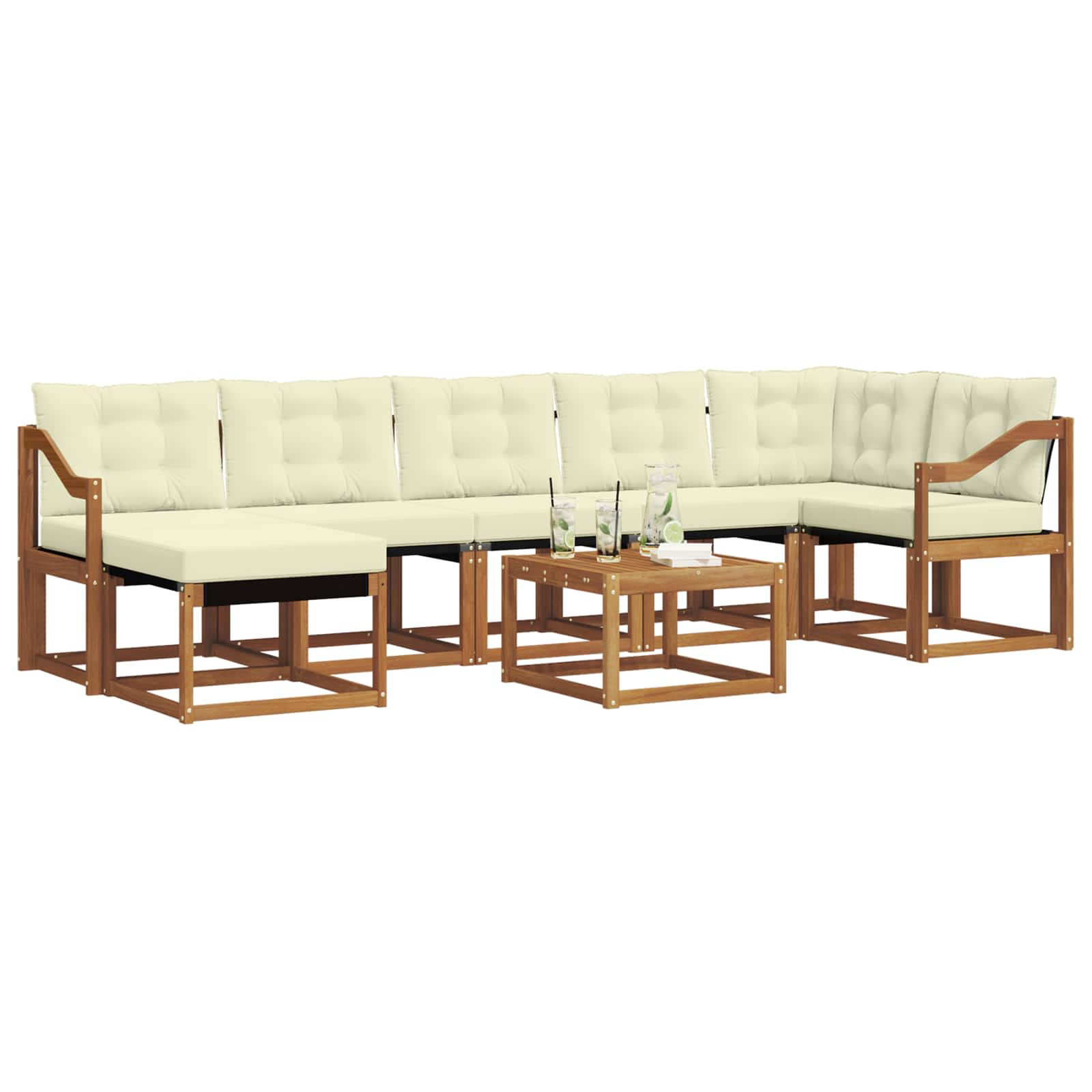Buiten bankenset met kussen 8 pcs Natuurlijk en Crème is nu te koop bij PeponiXL, paradijselijk wonen!