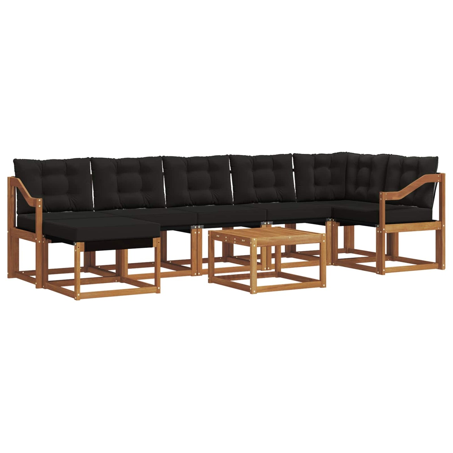 Buiten bankenset met kussen 8 pcs Natuurlijk en Zwart is nu te koop bij PeponiXL, paradijselijk wonen!