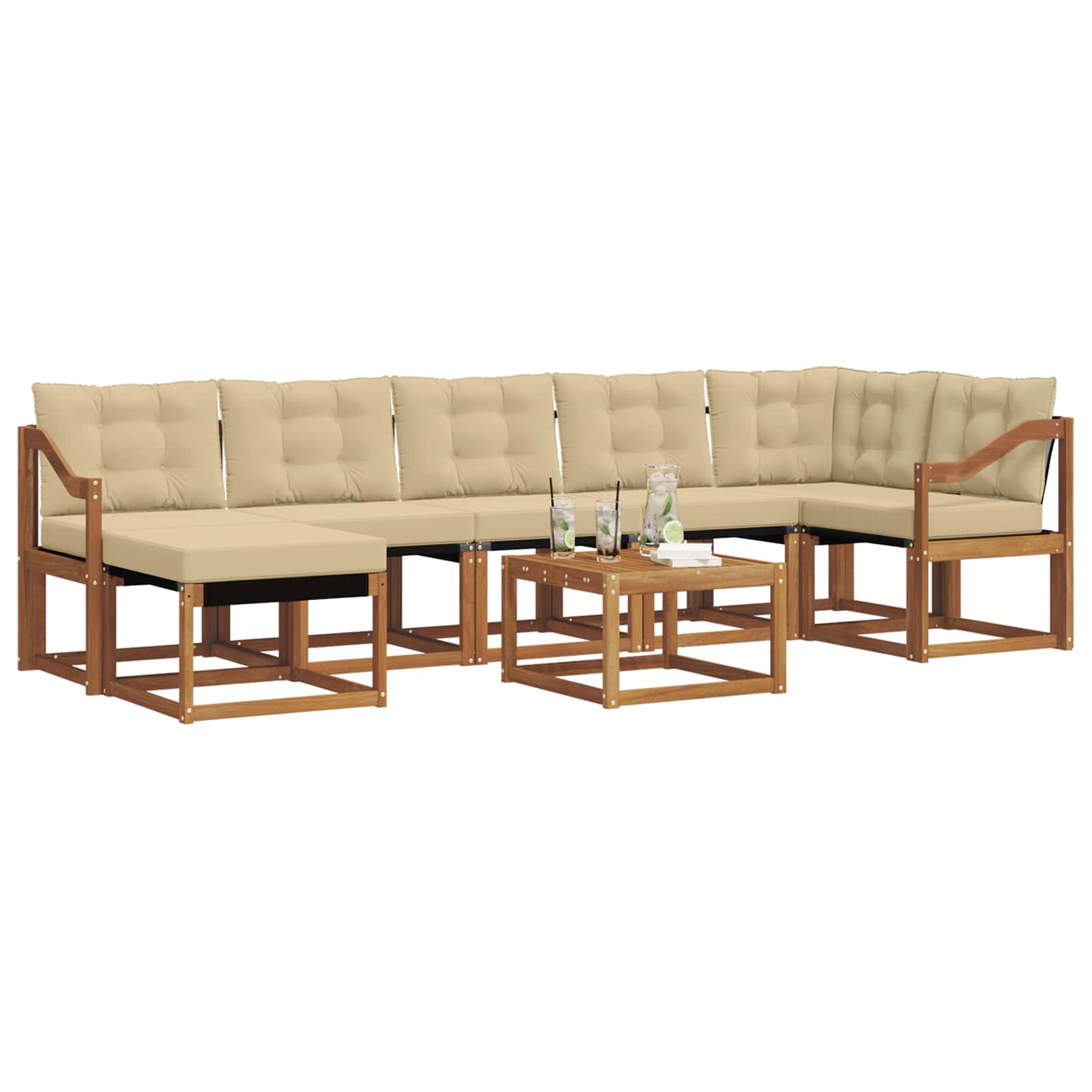 Buiten bankenset met kussen 8 pcs Natuurlijk en Beige is nu te koop bij PeponiXL, paradijselijk wonen!