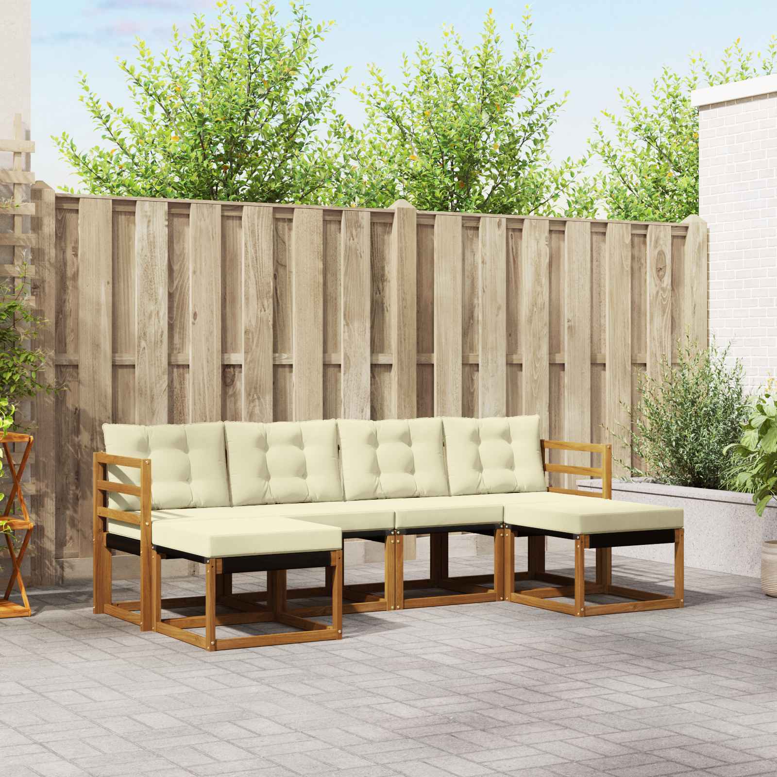 Buiten bankenset met kussen 6 pcs Natuurlijk en Crème is nu te koop bij PeponiXL, paradijselijk wonen!