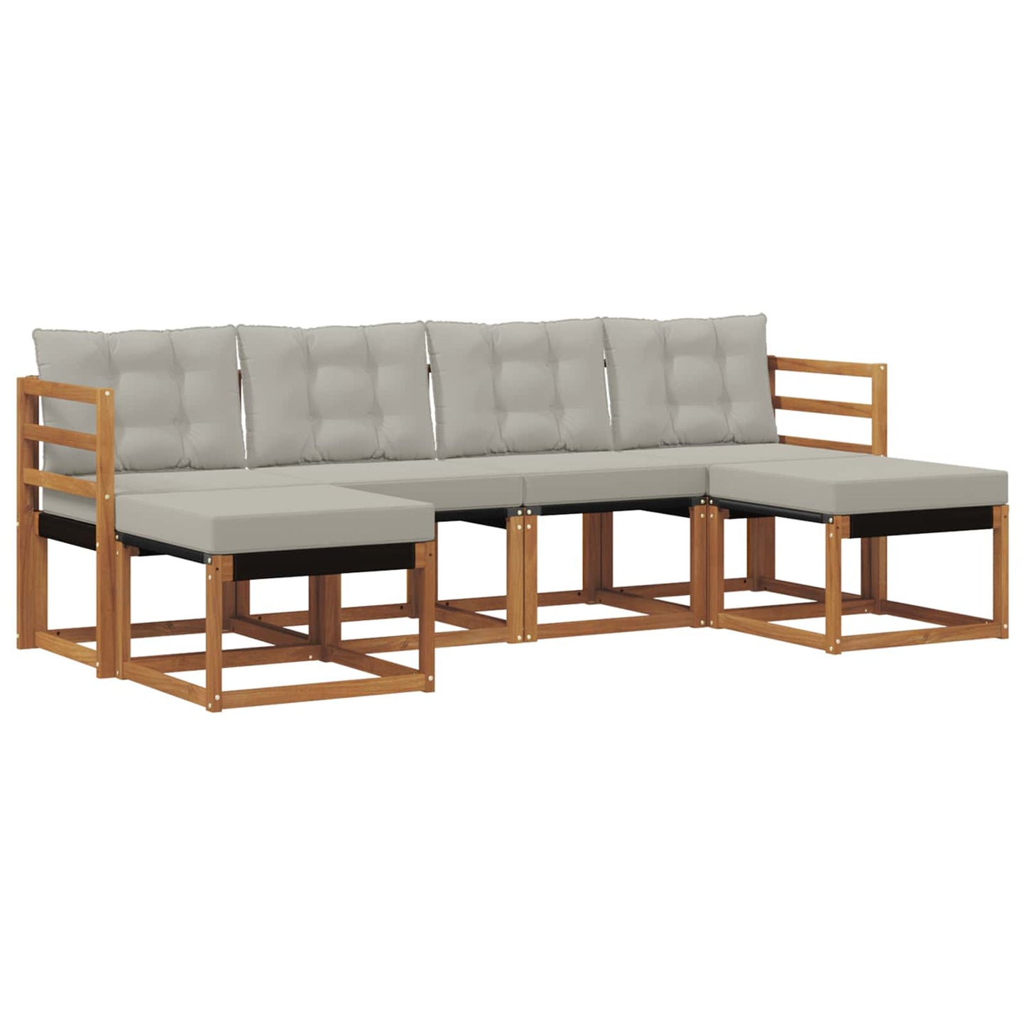 Buiten bankenset met kussen 6 pcs Natuurlijk en Lichtgrijs is nu te koop bij PeponiXL, paradijselijk wonen!