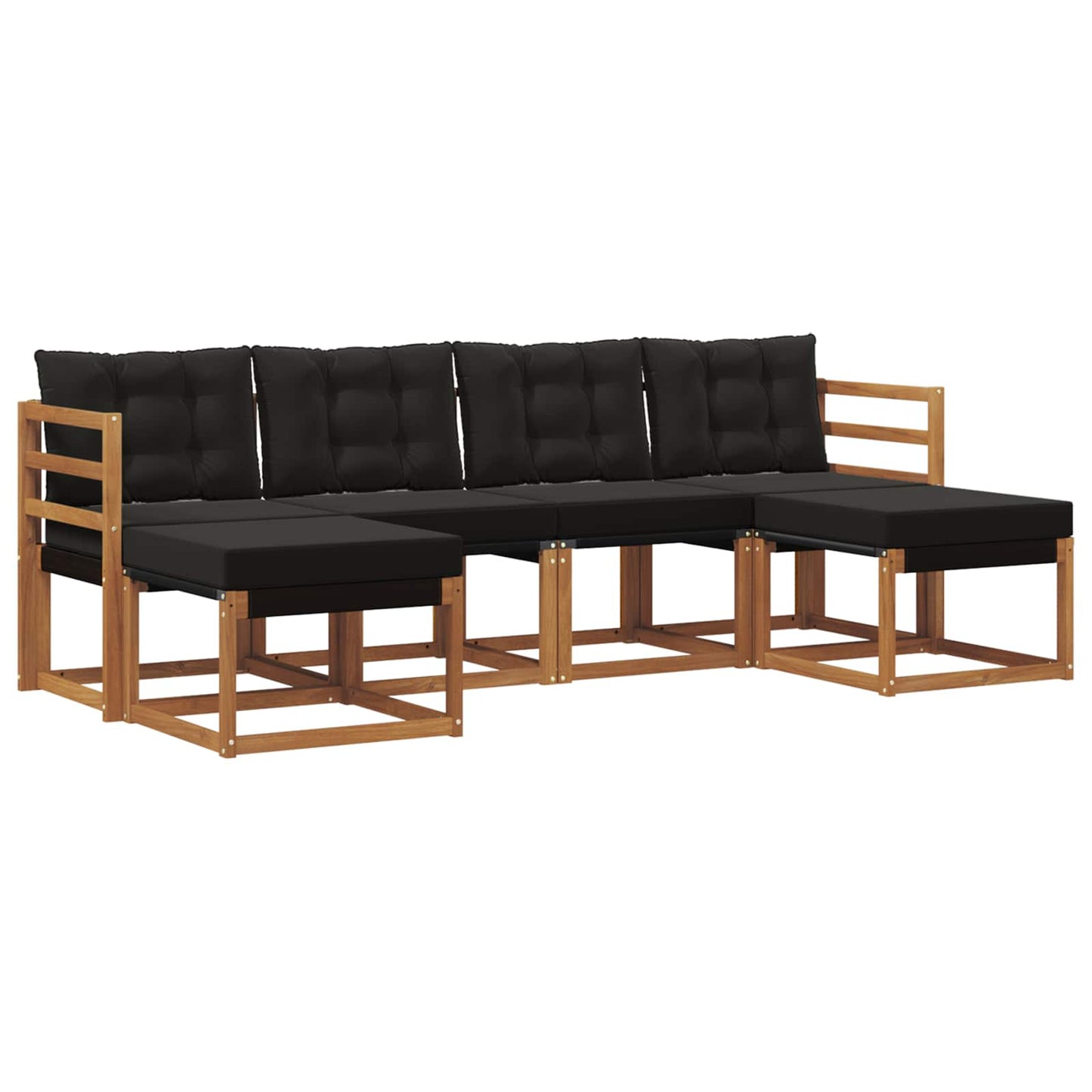 Buiten bankenset met kussen 6 pcs Natuurlijk en Zwart is nu te koop bij PeponiXL, paradijselijk wonen!