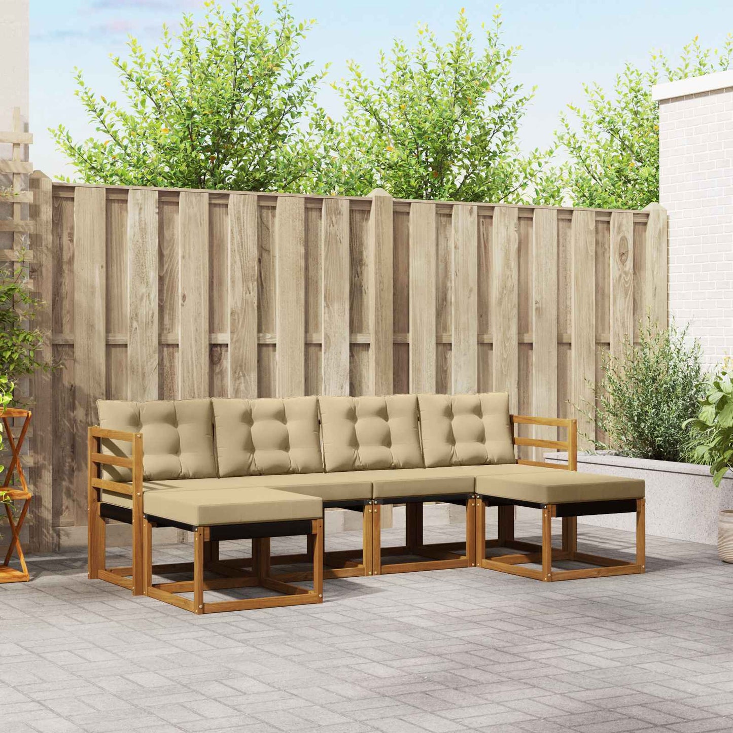 Buiten bankenset met kussen 6 pcs Natuurlijk en Beige is nu te koop bij PeponiXL, paradijselijk wonen!