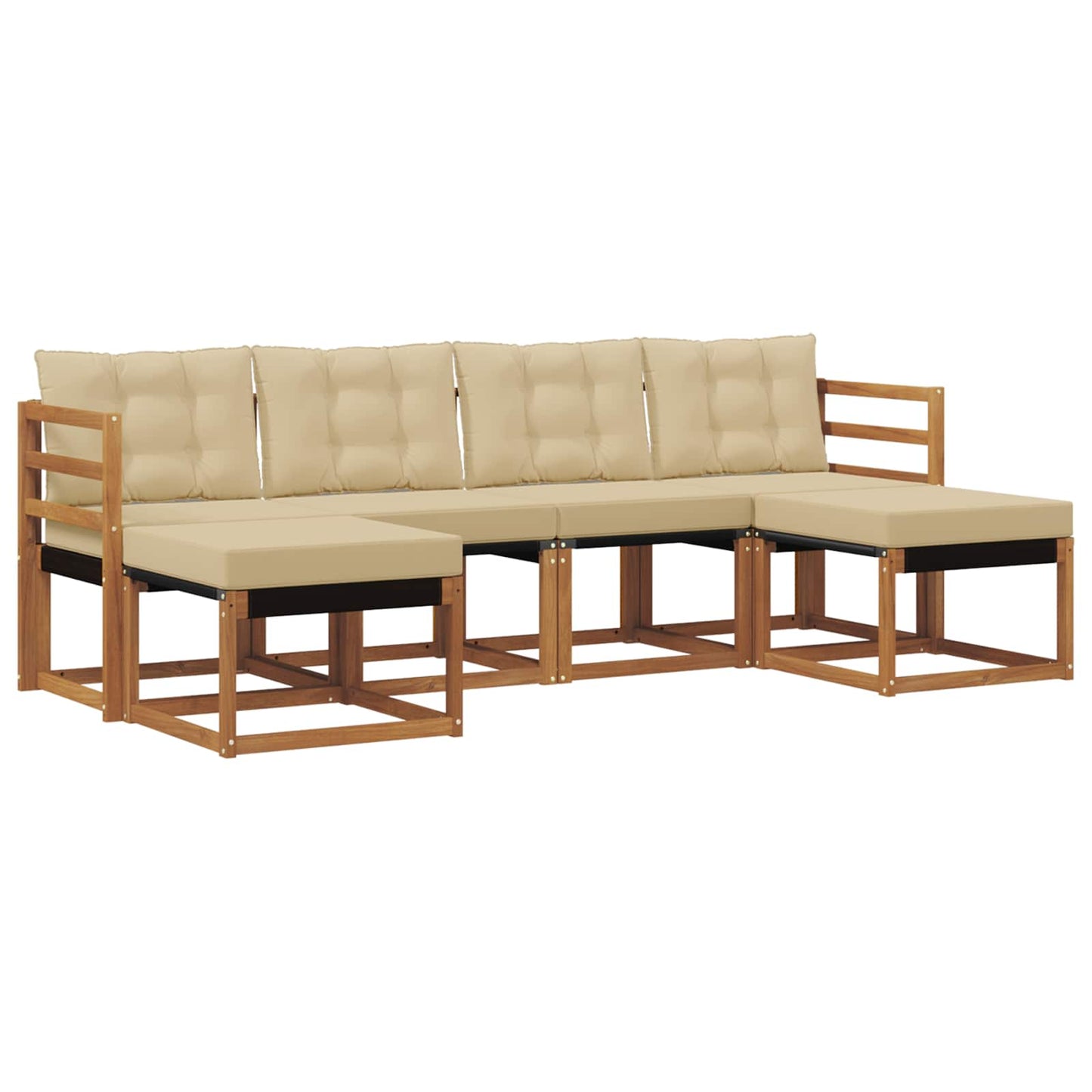 Buiten bankenset met kussen 6 pcs Natuurlijk en Beige is nu te koop bij PeponiXL, paradijselijk wonen!