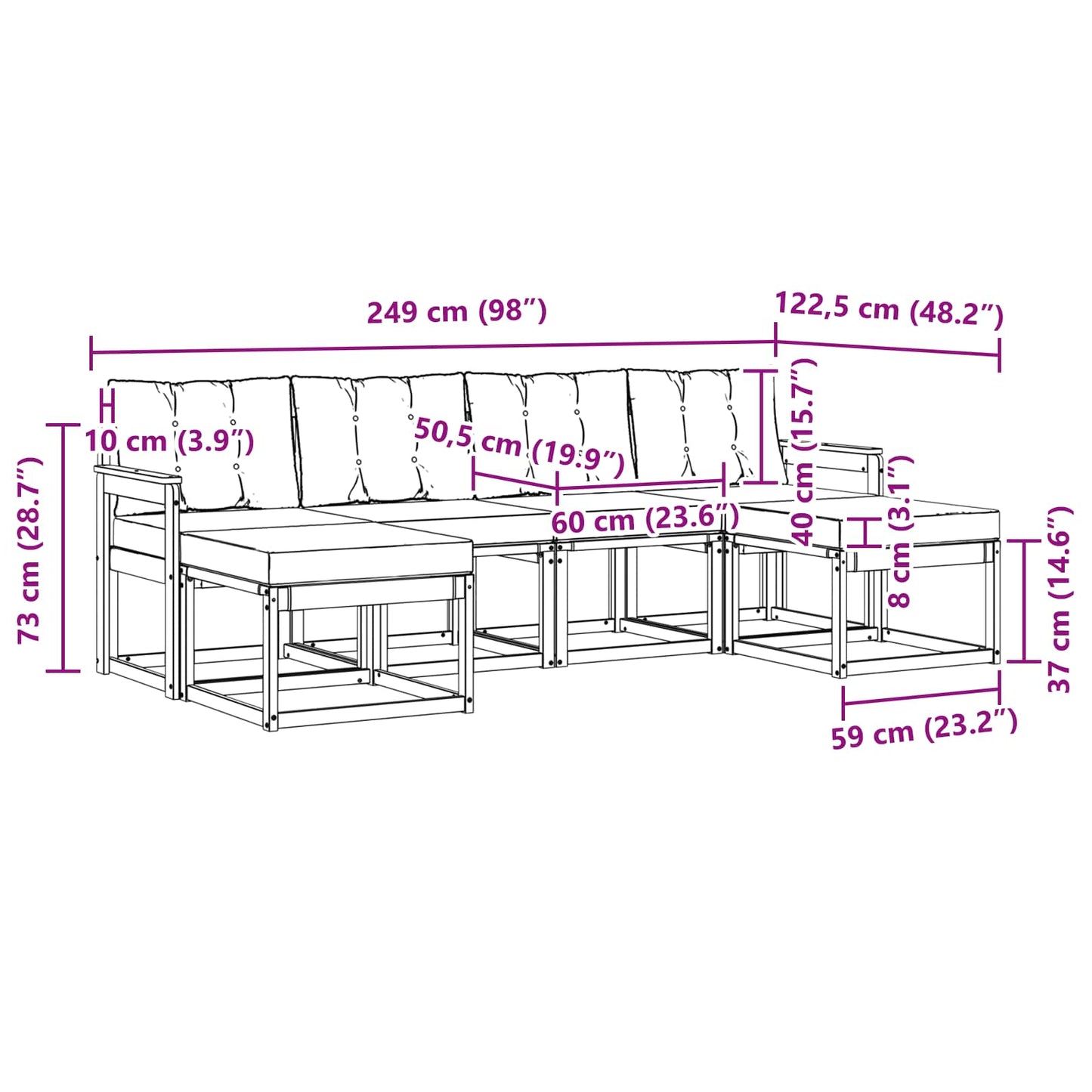 Buiten bankenset met kussen 6 pcs Natuurlijk en Crème is nu te koop bij PeponiXL, paradijselijk wonen!