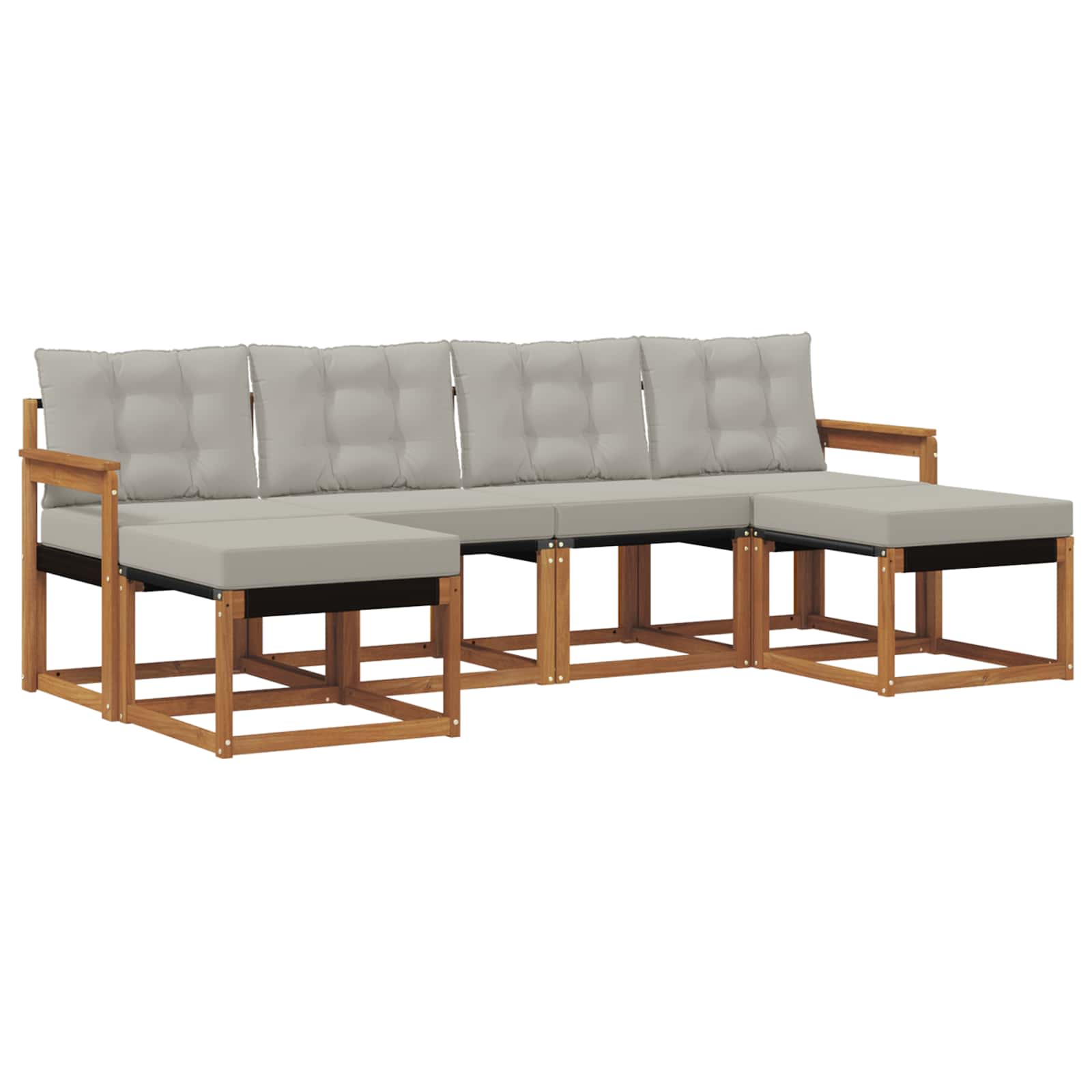 Buiten bankenset met kussen 6 pcs Natuurlijk en Lichtgrijs is nu te koop bij PeponiXL, paradijselijk wonen!