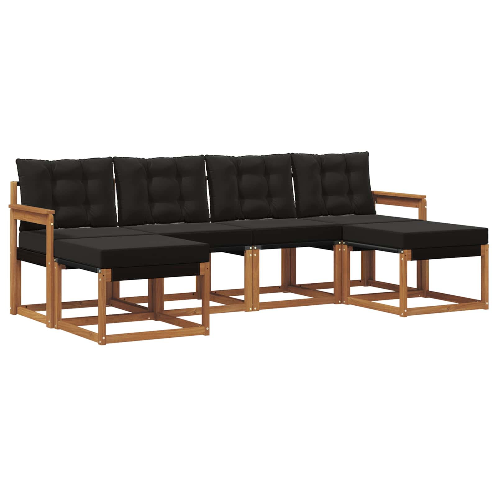 Buiten bankenset met kussen 6 pcs Natuurlijk en Zwart is nu te koop bij PeponiXL, paradijselijk wonen!