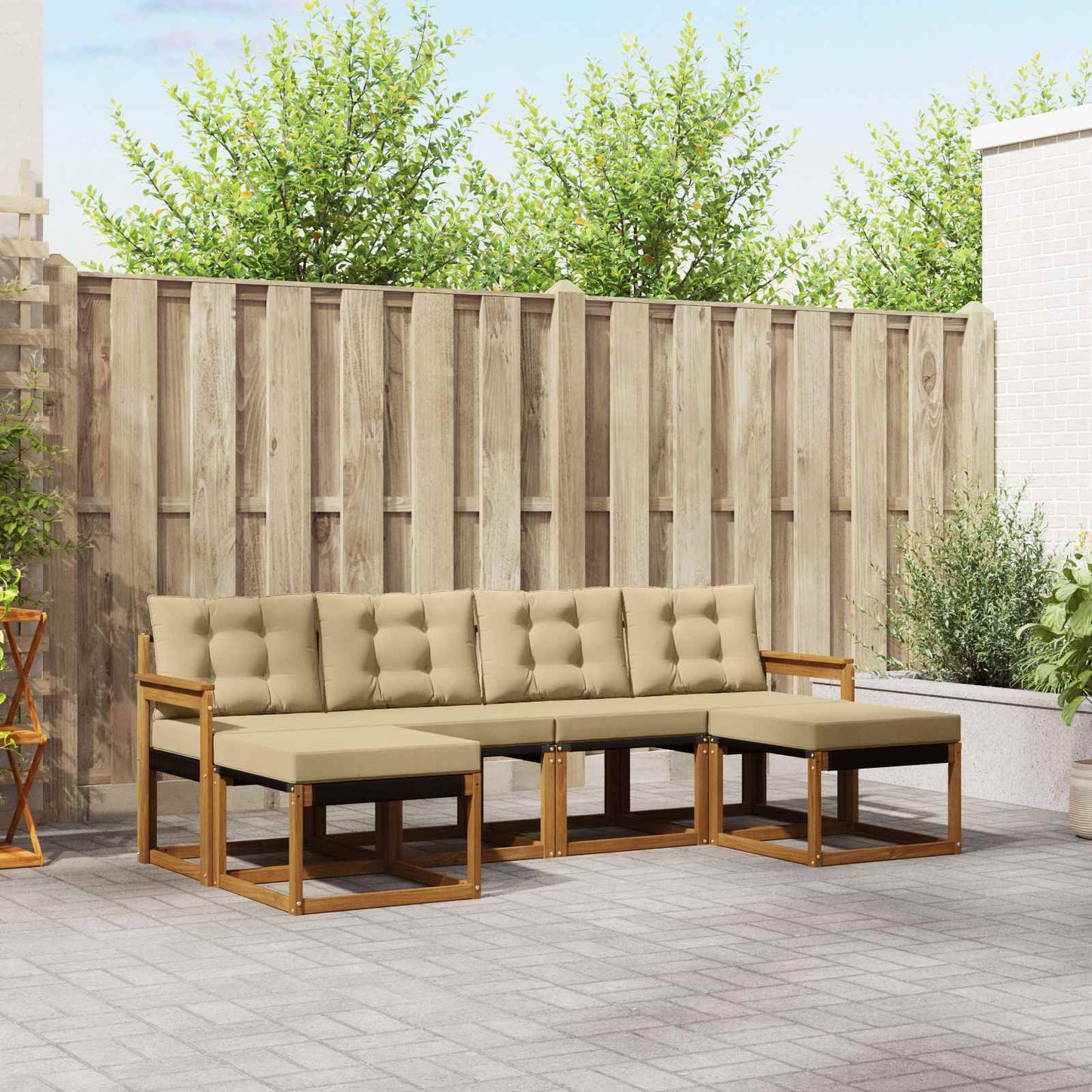 Buiten bankenset met kussen 6 pcs Natuurlijk en Beige is nu te koop bij PeponiXL, paradijselijk wonen!