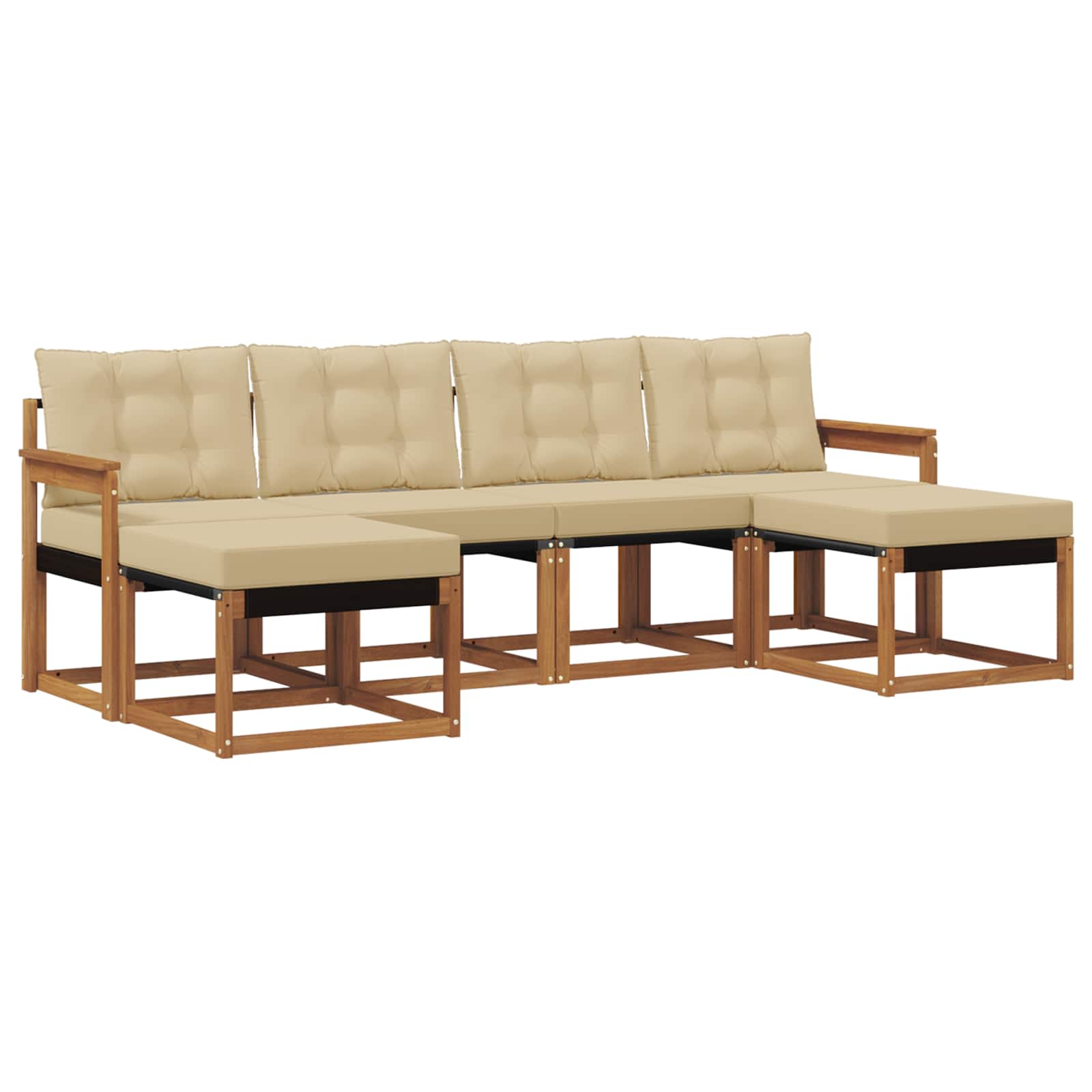 Buiten bankenset met kussen 6 pcs Natuurlijk en Beige is nu te koop bij PeponiXL, paradijselijk wonen!