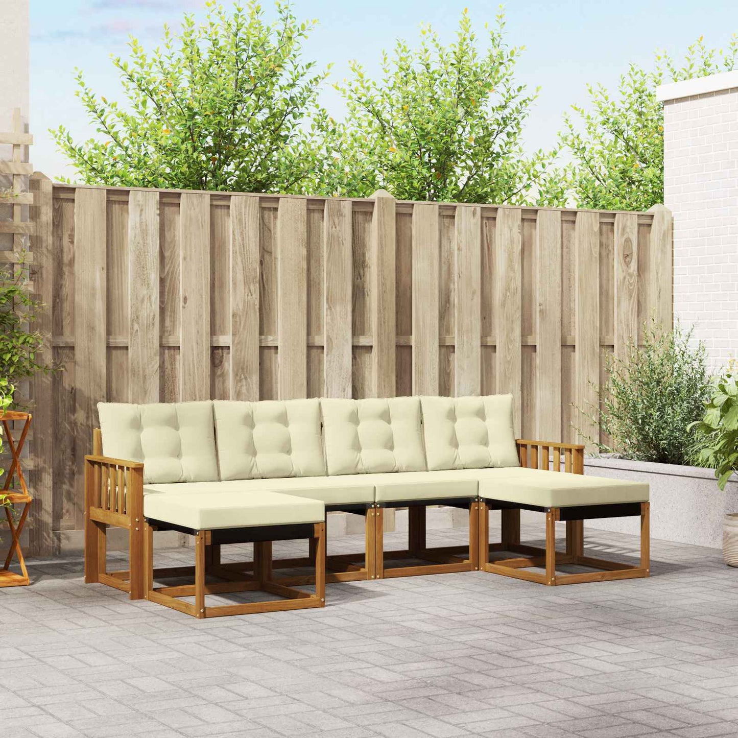 Buiten bankenset met kussen 6 pcs Natuurlijk en Crème is nu te koop bij PeponiXL, paradijselijk wonen!