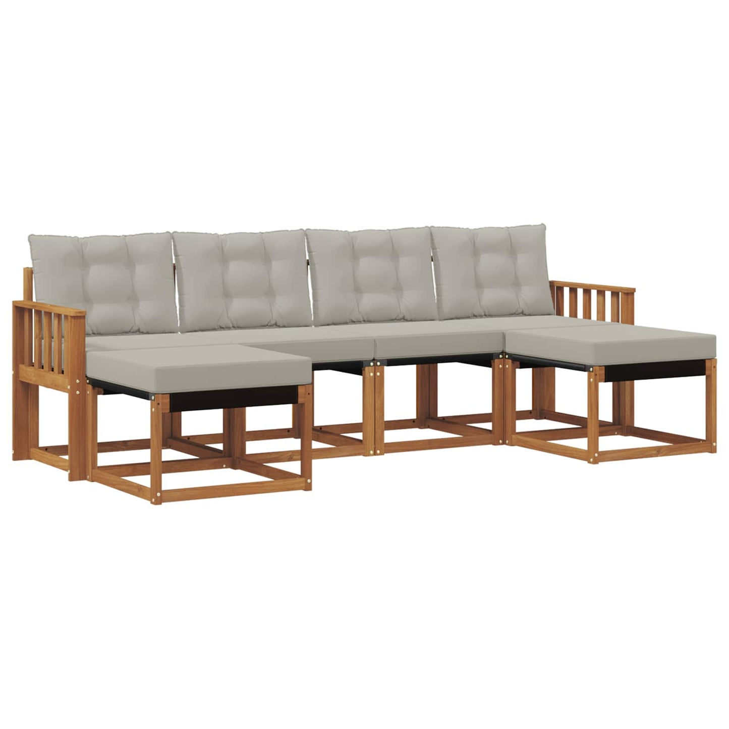 Buiten bankenset met kussen 6 pcs Natuurlijk en Lichtgrijs is nu te koop bij PeponiXL, paradijselijk wonen!