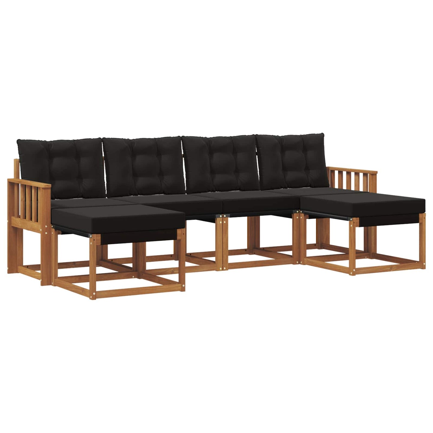 Buiten bankenset met kussen 6 pcs Natuurlijk en Zwart is nu te koop bij PeponiXL, paradijselijk wonen!