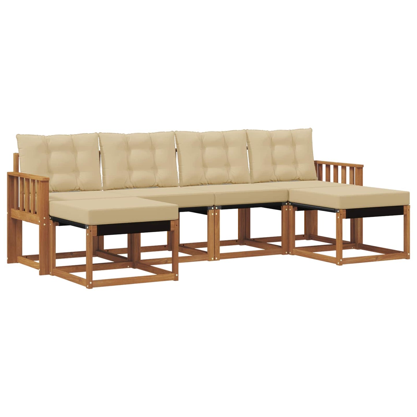 Buiten bankenset met kussen 6 pcs Natuurlijk en Beige is nu te koop bij PeponiXL, paradijselijk wonen!