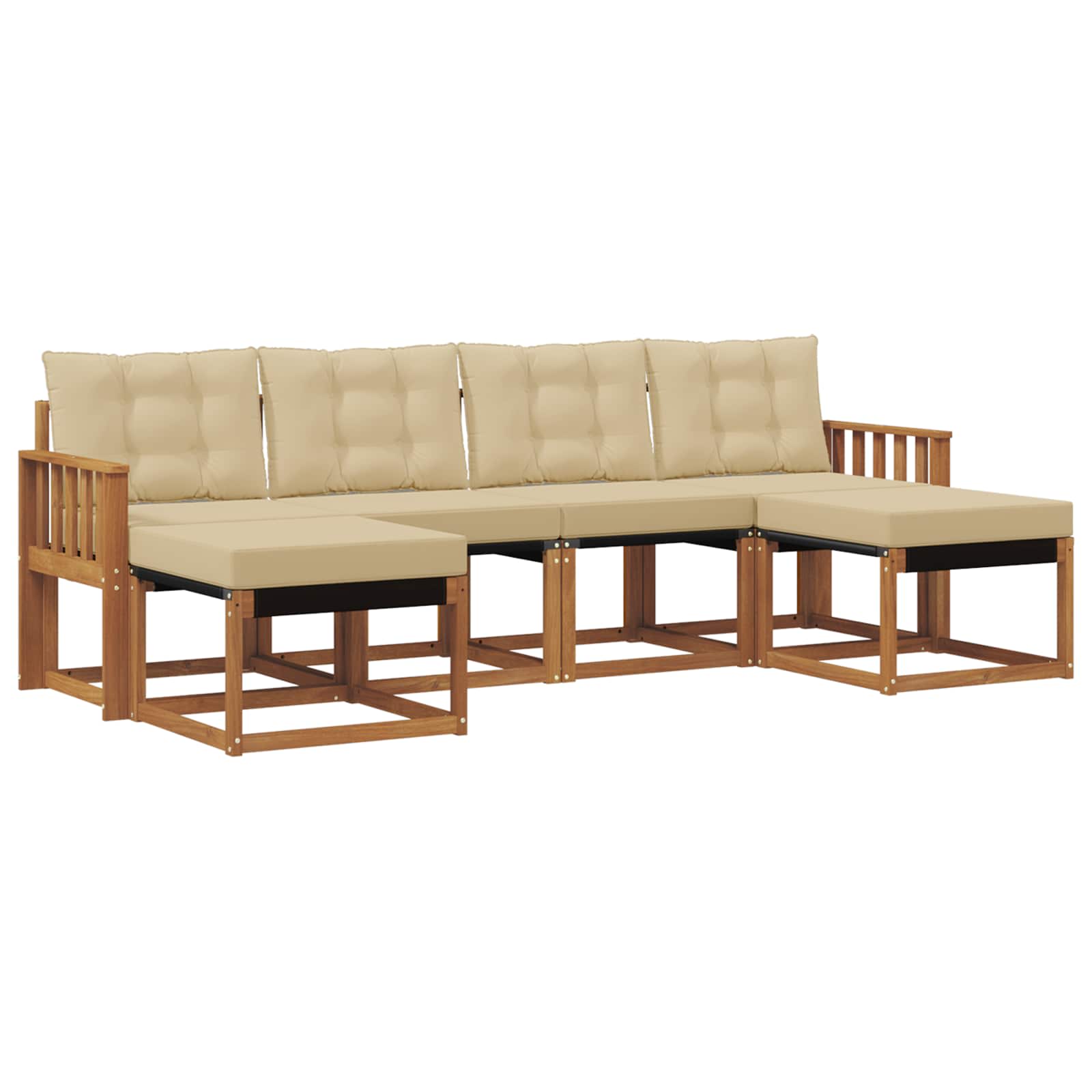 Buiten bankenset met kussen 6 pcs Natuurlijk en Beige is nu te koop bij PeponiXL, paradijselijk wonen!