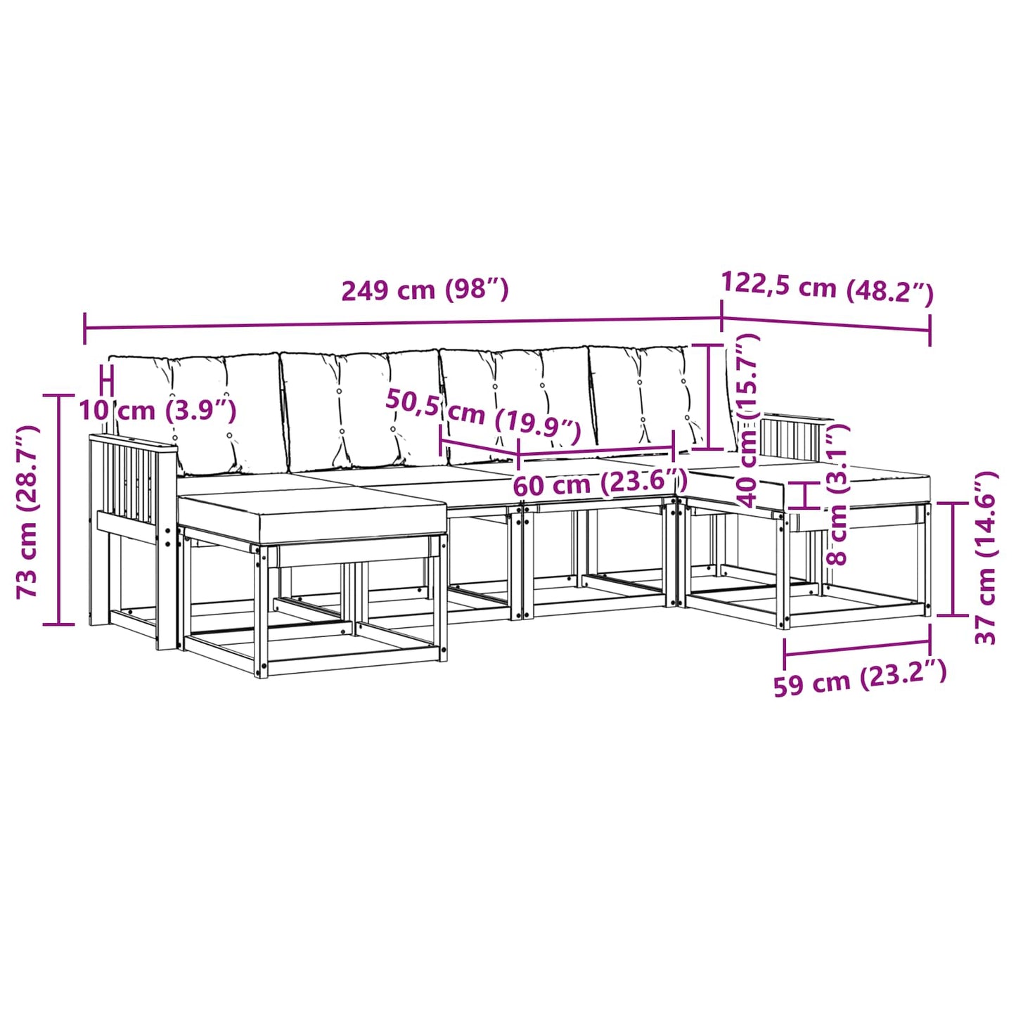 Buiten bankenset met kussen 6 pcs Natuurlijk en Beige is nu te koop bij PeponiXL, paradijselijk wonen!