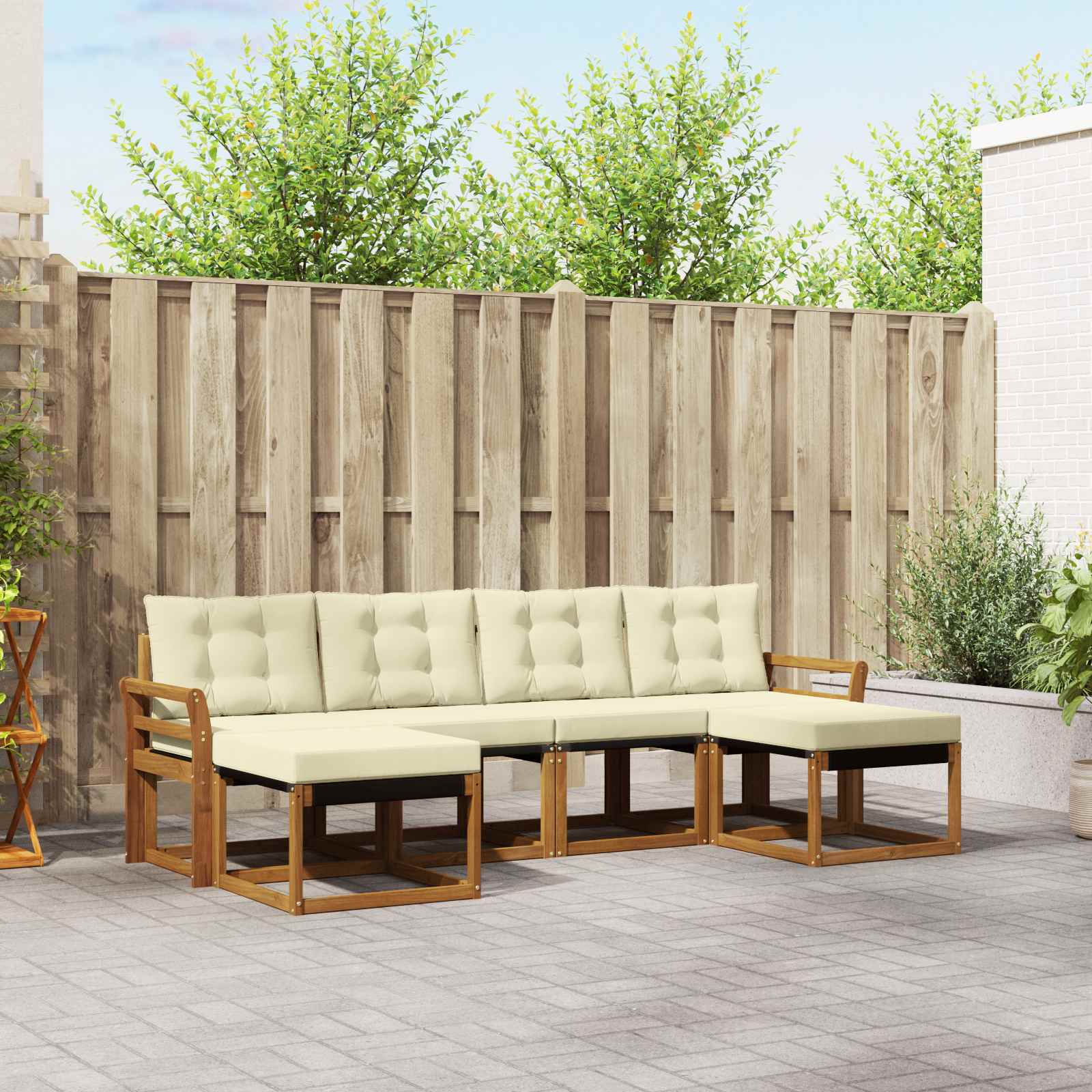 Buiten bankenset met kussen 6 pcs Natuurlijk en Crème is nu te koop bij PeponiXL, paradijselijk wonen!