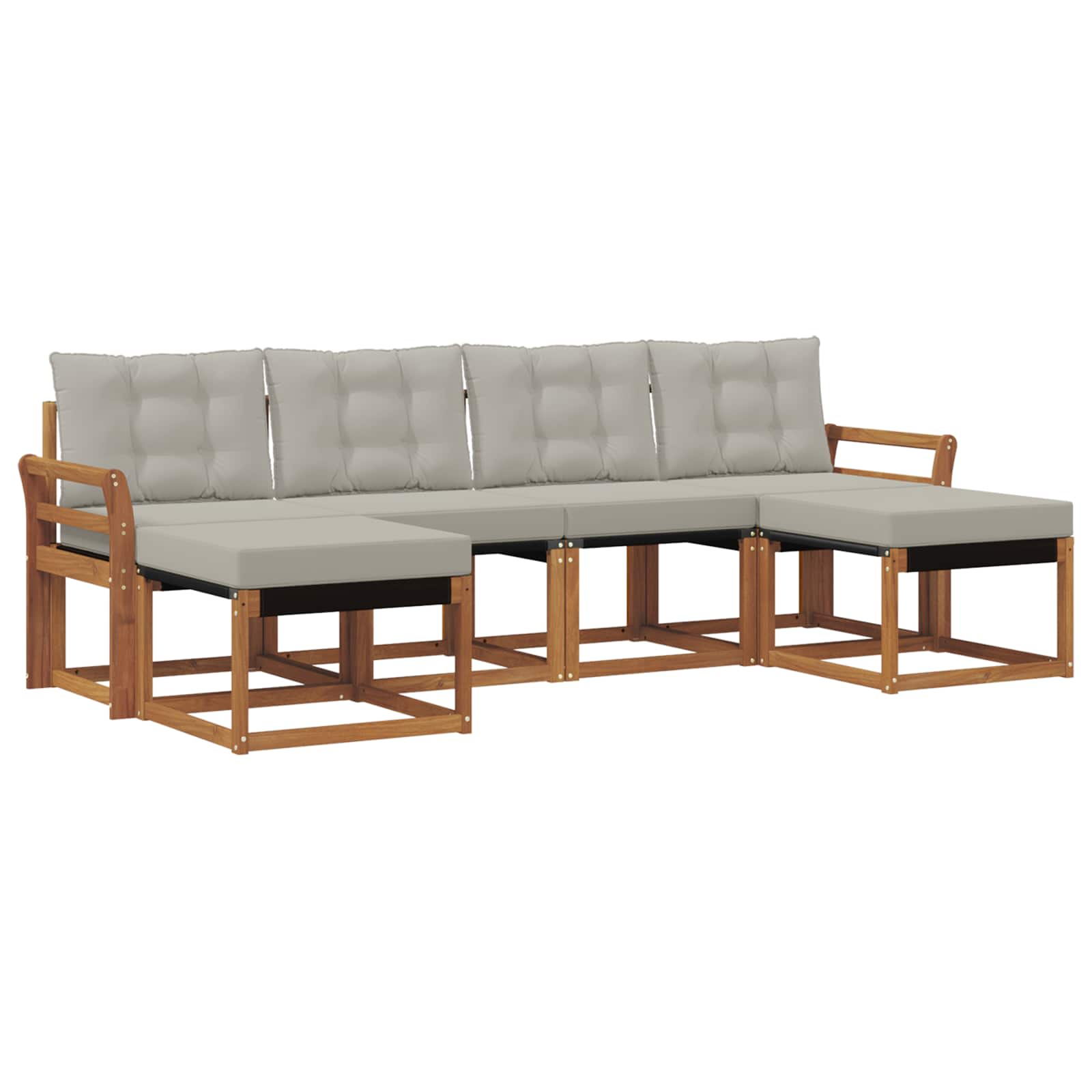 Buiten bankenset met kussen 6 pcs Natuurlijk en Lichtgrijs is nu te koop bij PeponiXL, paradijselijk wonen!