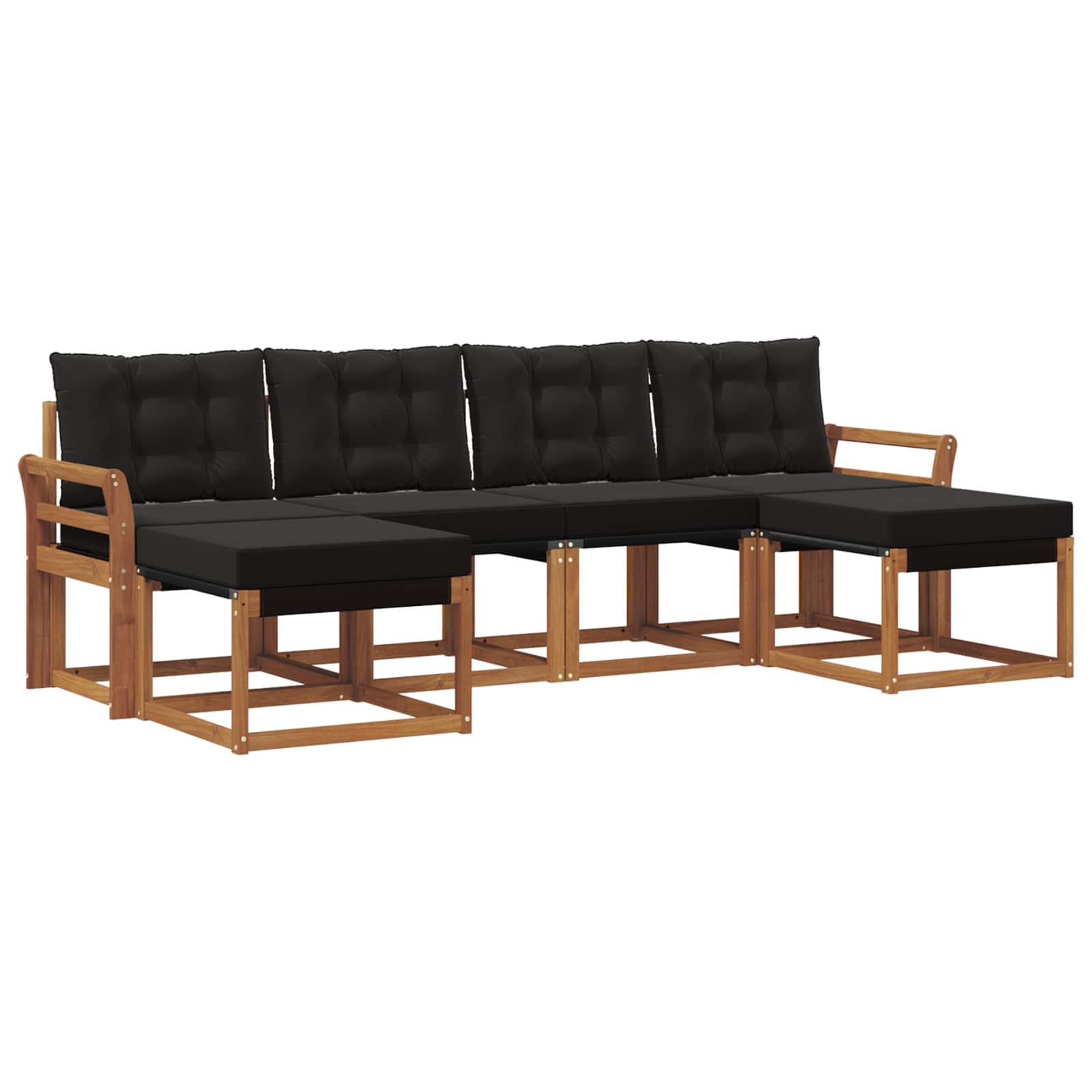 Buiten bankenset met kussen 6 pcs Natuurlijk en Zwart is nu te koop bij PeponiXL, paradijselijk wonen!