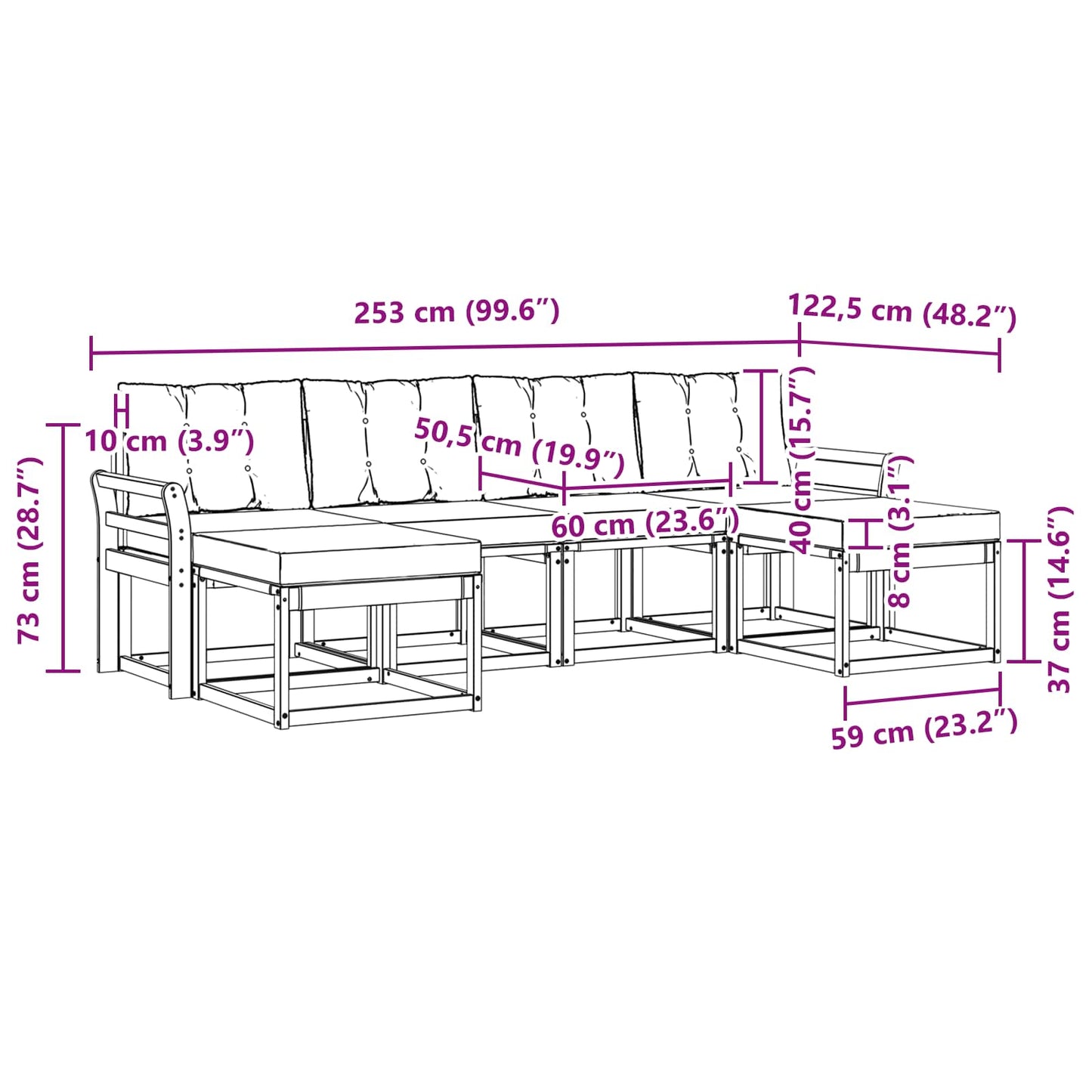 Buiten bankenset met kussen 6 pcs Natuurlijk en Zwart is nu te koop bij PeponiXL, paradijselijk wonen!
