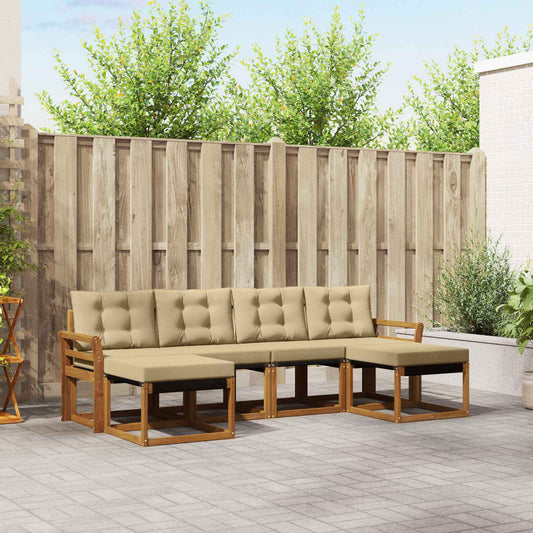 Buiten bankenset met kussen 6 pcs Natuurlijk en Beige is nu te koop bij PeponiXL, paradijselijk wonen!