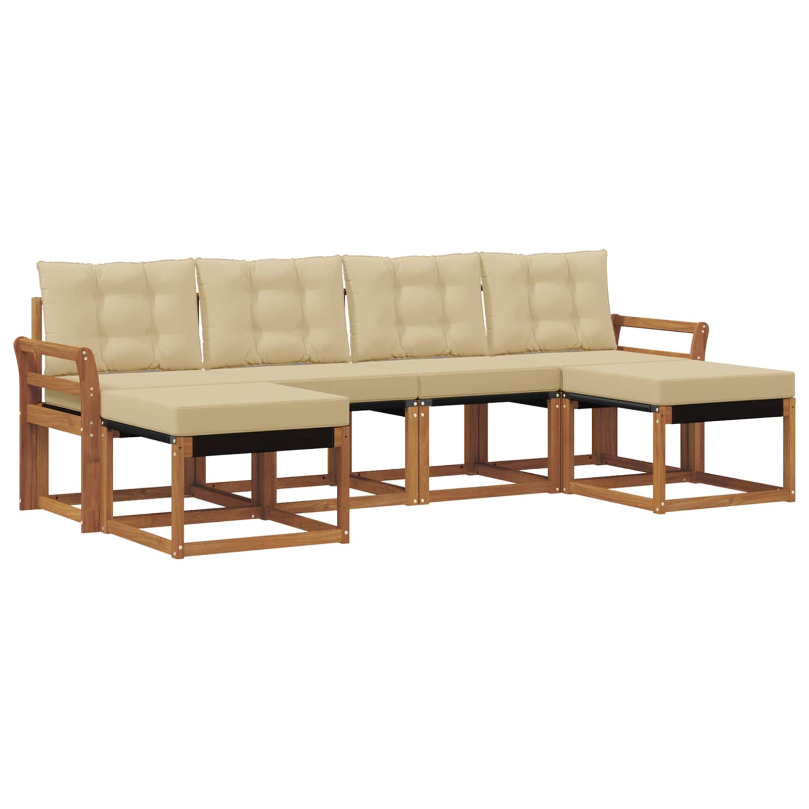 Buiten bankenset met kussen 6 pcs Natuurlijk en Beige is nu te koop bij PeponiXL, paradijselijk wonen!