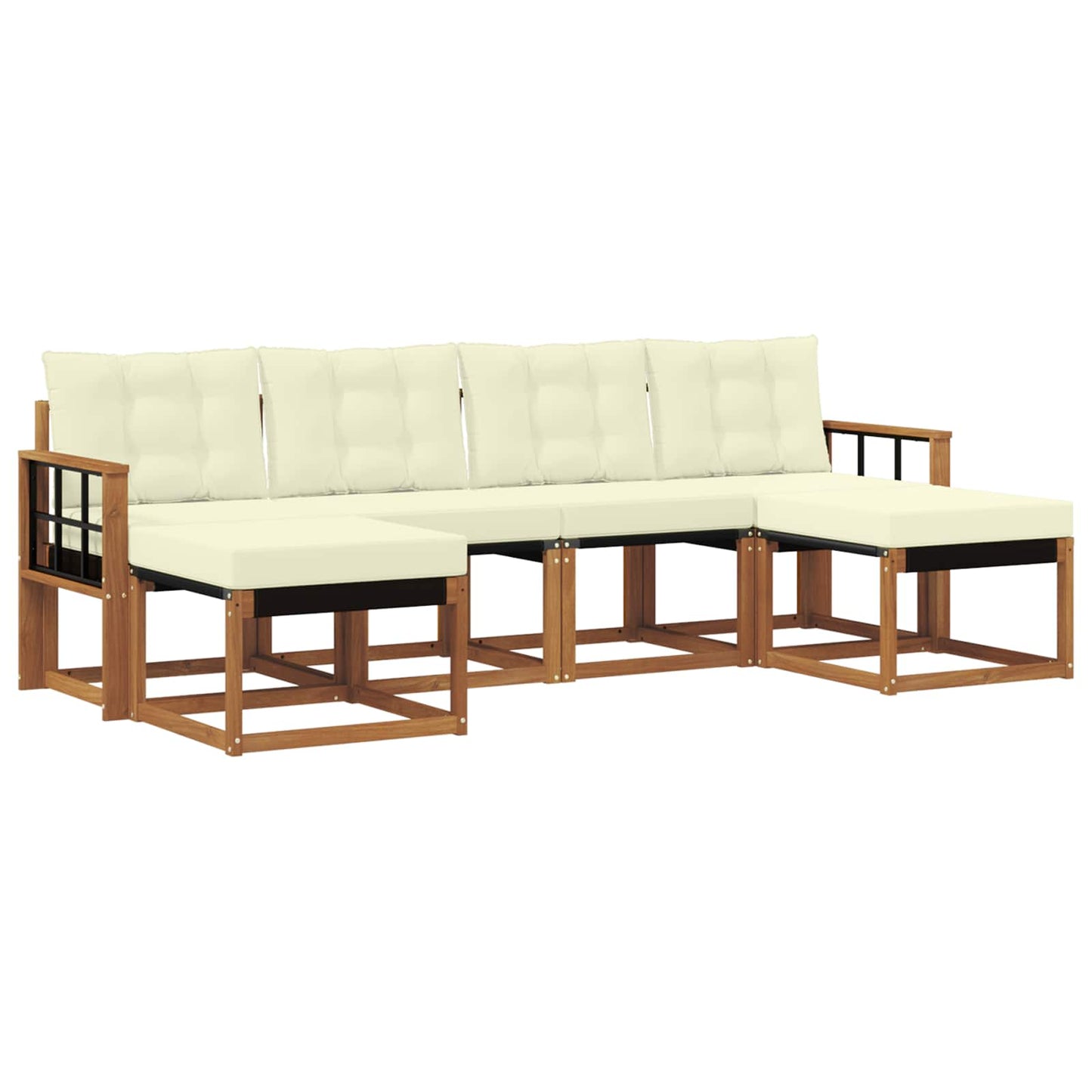 Buiten bankenset met kussen 6 pcs Natuurlijk en Crème is nu te koop bij PeponiXL, paradijselijk wonen!