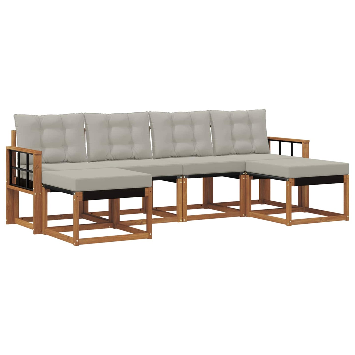 Buiten bankenset met kussen 6 pcs Natuurlijk en Lichtgrijs is nu te koop bij PeponiXL, paradijselijk wonen!