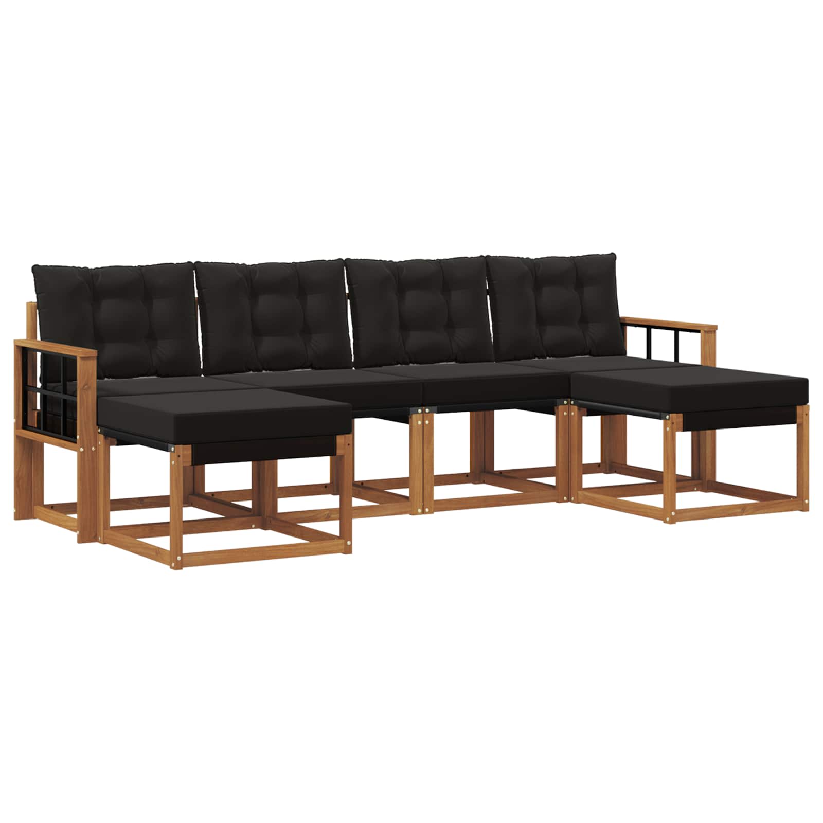 Buiten bankenset met kussen 6 pcs Natuurlijk en Zwart is nu te koop bij PeponiXL, paradijselijk wonen!