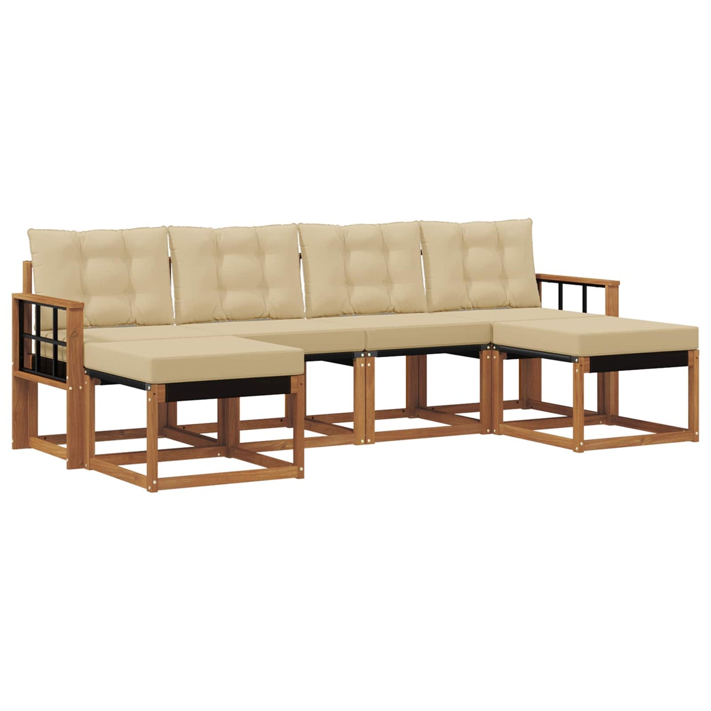 Buiten bankenset met kussen 6 pcs Natuurlijk en Beige is nu te koop bij PeponiXL, paradijselijk wonen!