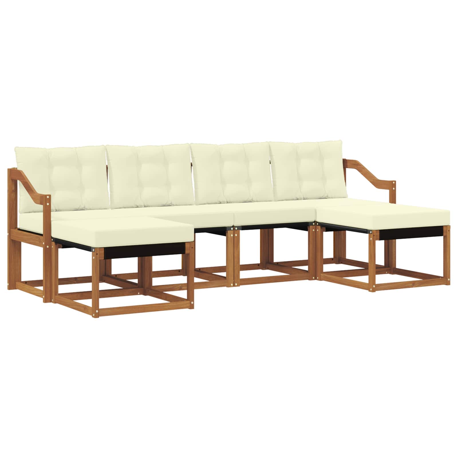 Buiten bankenset met kussen 6 pcs Natuurlijk en Crème is nu te koop bij PeponiXL, paradijselijk wonen!