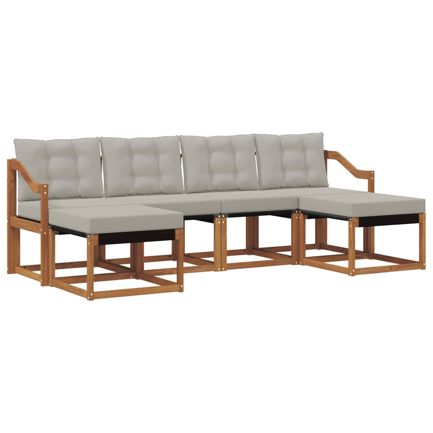 Buiten bankenset met kussen 6 pcs Natuurlijk en Lichtgrijs is nu te koop bij PeponiXL, paradijselijk wonen!