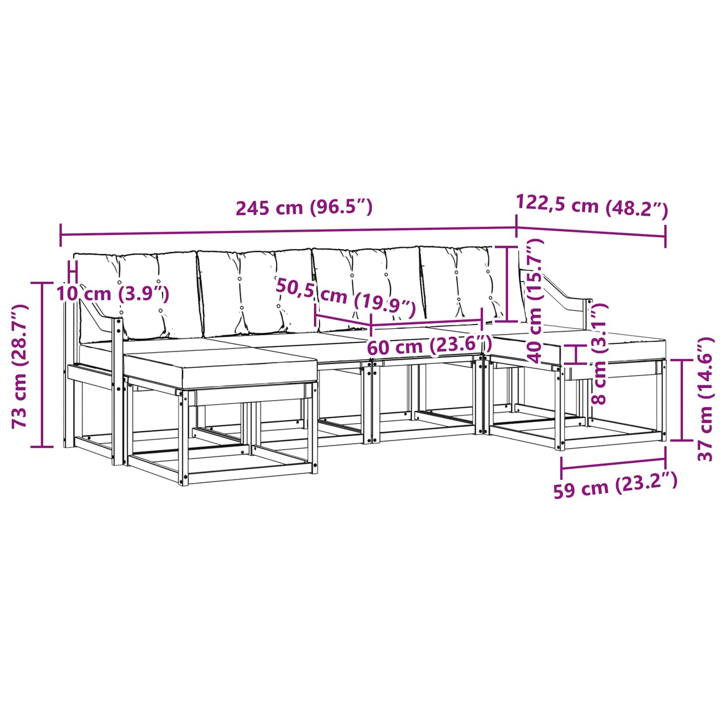 Buiten bankenset met kussen 6 pcs Natuurlijk en Lichtgrijs is nu te koop bij PeponiXL, paradijselijk wonen!
