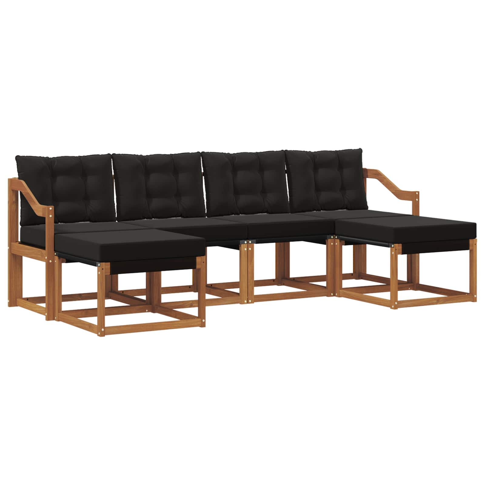 Buiten bankenset met kussen 6 pcs Natuurlijk en Zwart is nu te koop bij PeponiXL, paradijselijk wonen!