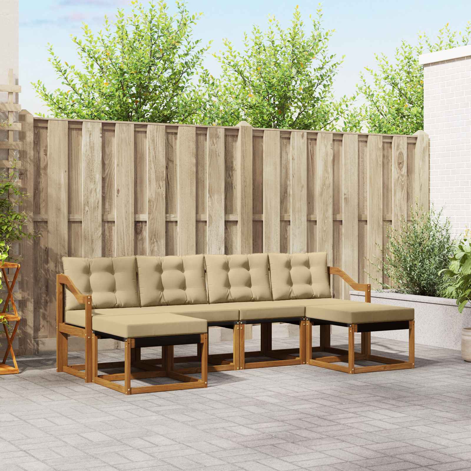 Buiten bankenset met kussen 6 pcs Natuurlijk en Beige is nu te koop bij PeponiXL, paradijselijk wonen!