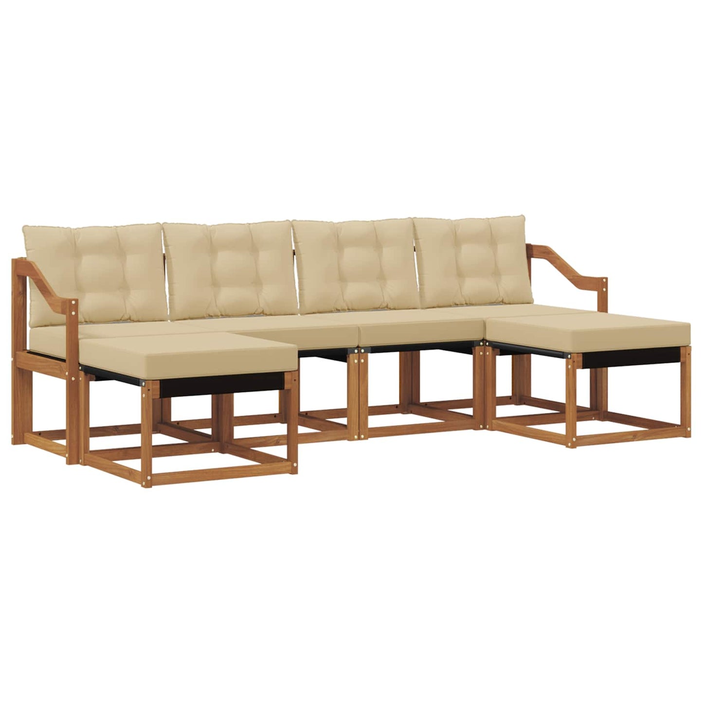 Buiten bankenset met kussen 6 pcs Natuurlijk en Beige is nu te koop bij PeponiXL, paradijselijk wonen!
