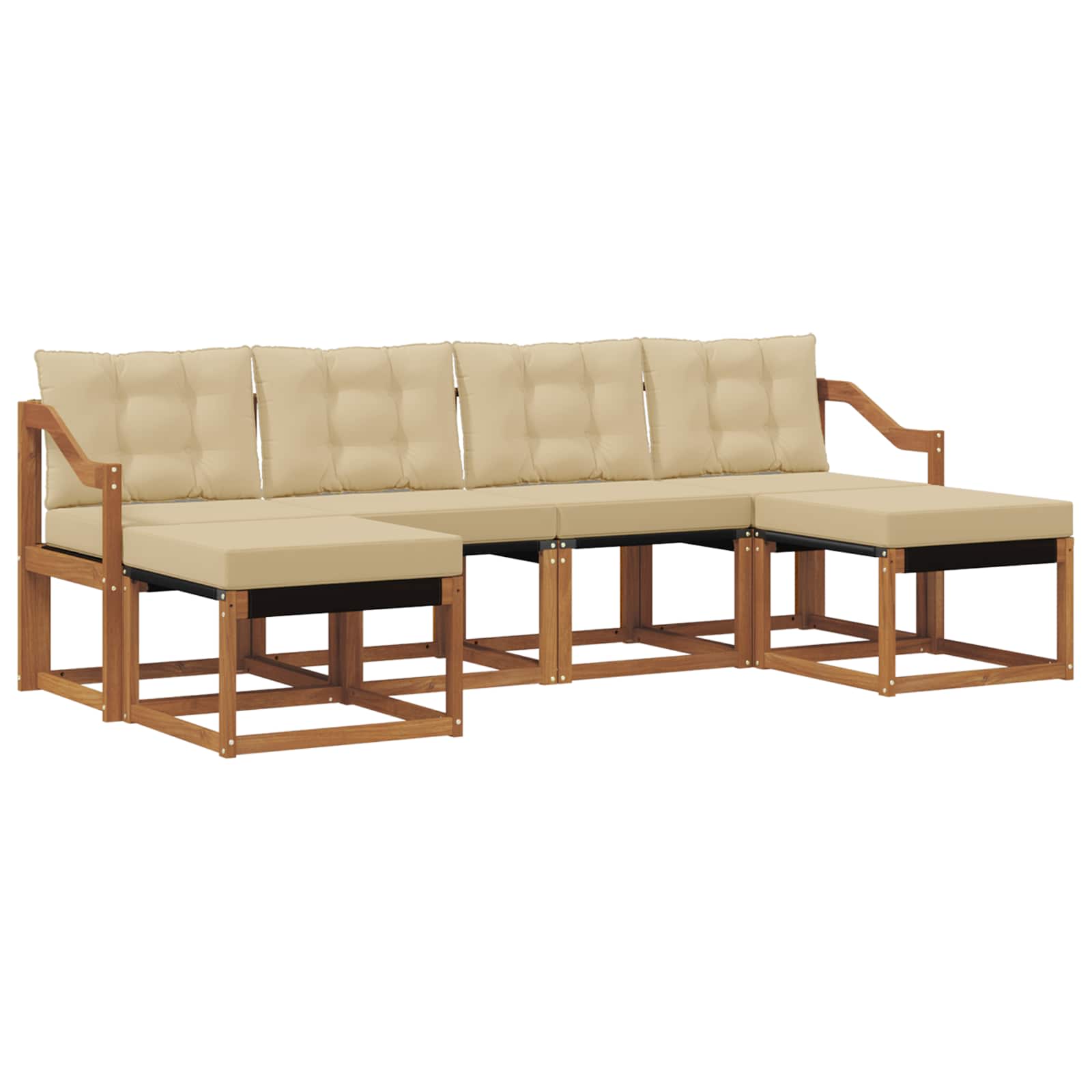 Buiten bankenset met kussen 6 pcs Natuurlijk en Beige is nu te koop bij PeponiXL, paradijselijk wonen!