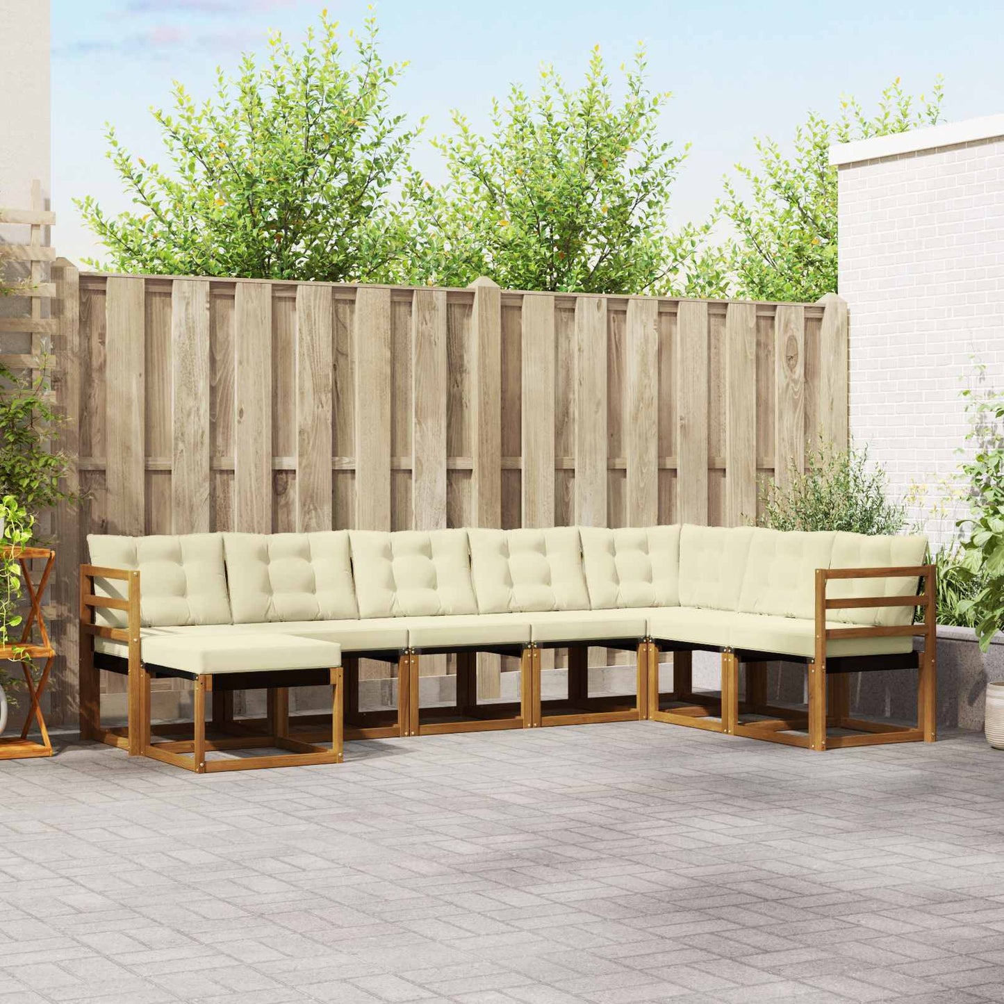 Buiten bankenset met kussen 8 pcs Natuurlijk en Crème is nu te koop bij PeponiXL, paradijselijk wonen!