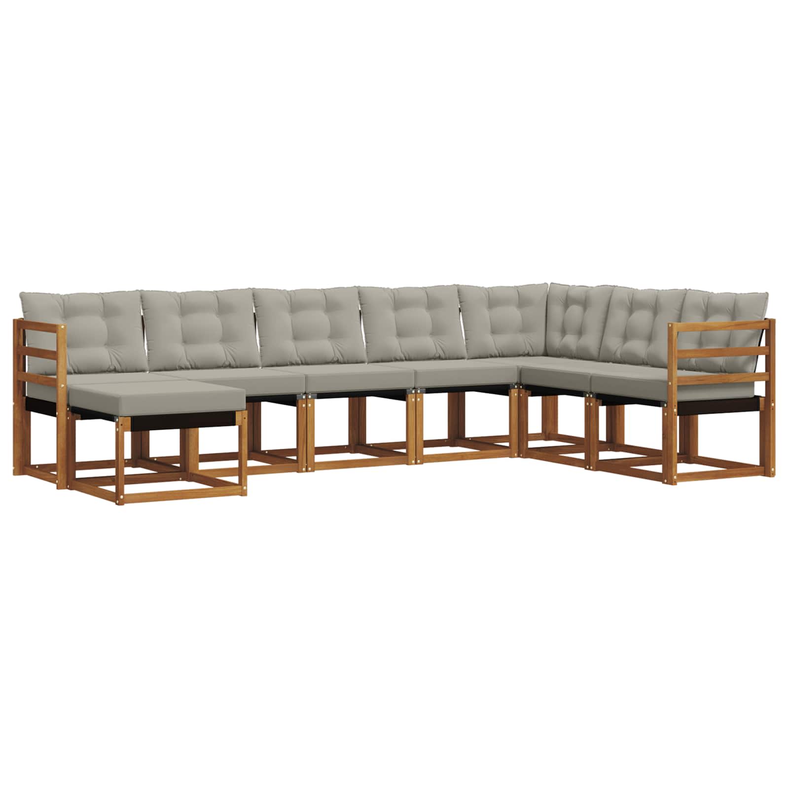 Buiten bankenset met kussen 8 pcs Natuurlijk en Lichtgrijs is nu te koop bij PeponiXL, paradijselijk wonen!