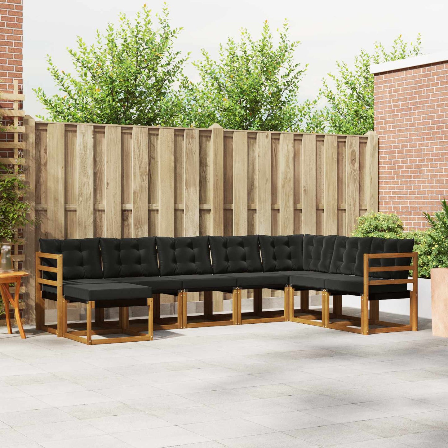 Buiten bankenset met kussen 8 pcs Natuurlijk en Zwart is nu te koop bij PeponiXL, paradijselijk wonen!