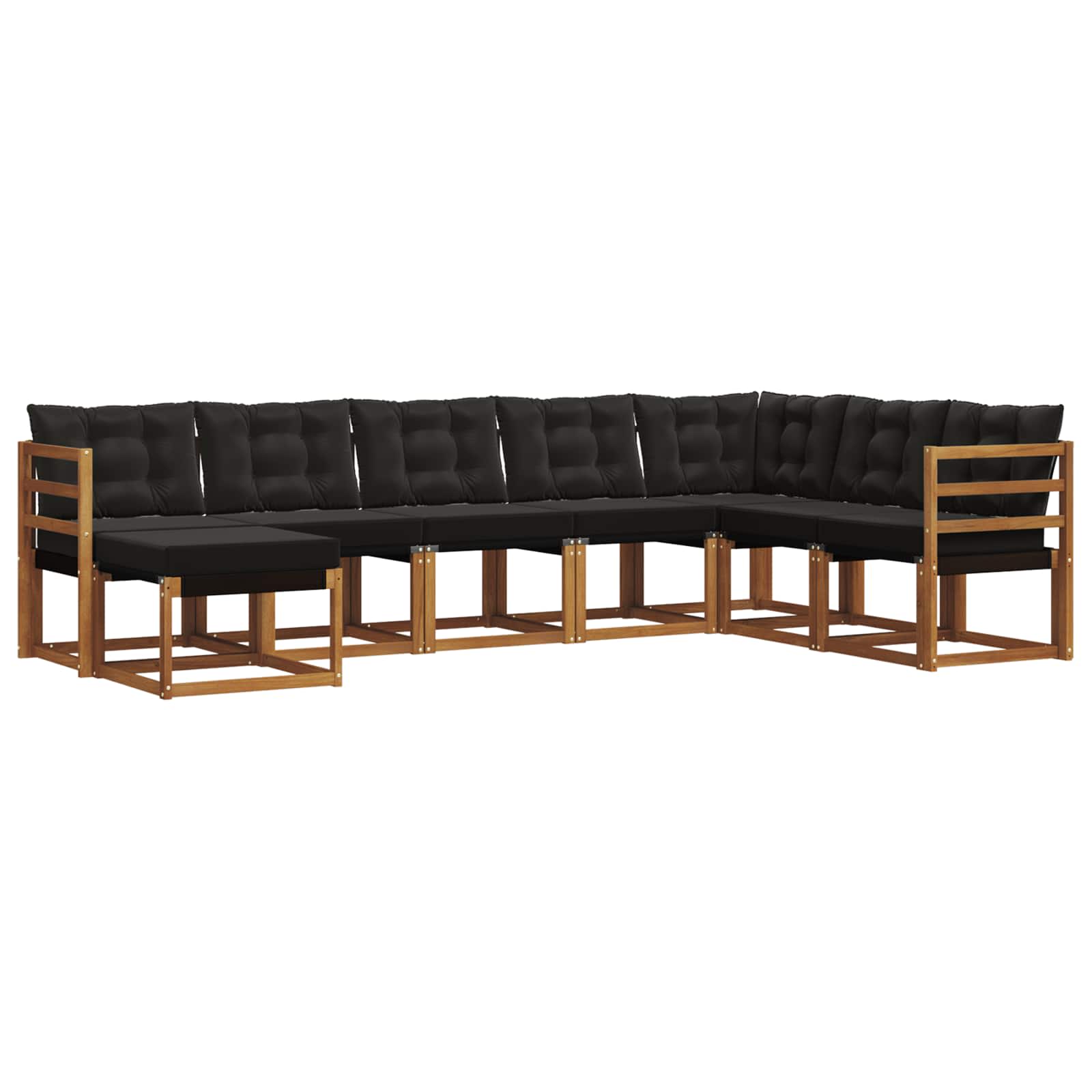Buiten bankenset met kussen 8 pcs Natuurlijk en Zwart is nu te koop bij PeponiXL, paradijselijk wonen!