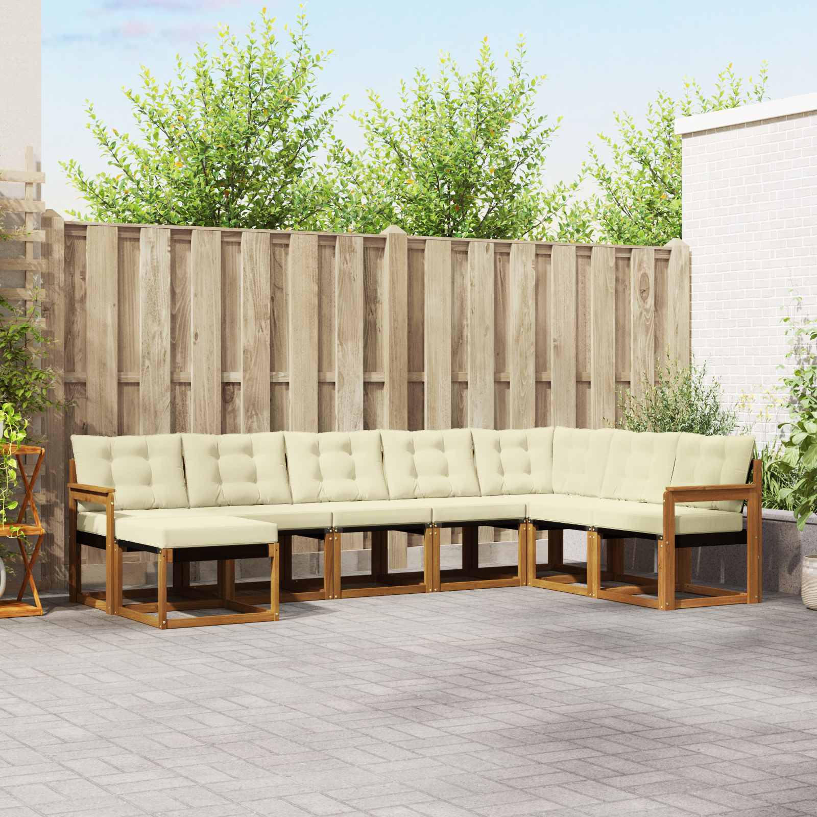 Buiten bankenset met kussen 8 pcs Natuurlijk en Crème is nu te koop bij PeponiXL, paradijselijk wonen!