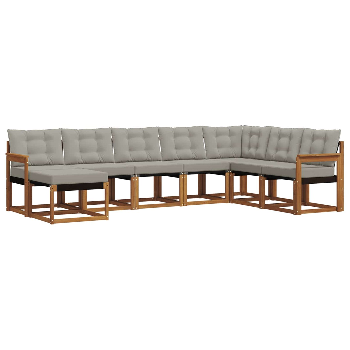 Buiten bankenset met kussen 8 pcs Natuurlijk en Lichtgrijs is nu te koop bij PeponiXL, paradijselijk wonen!