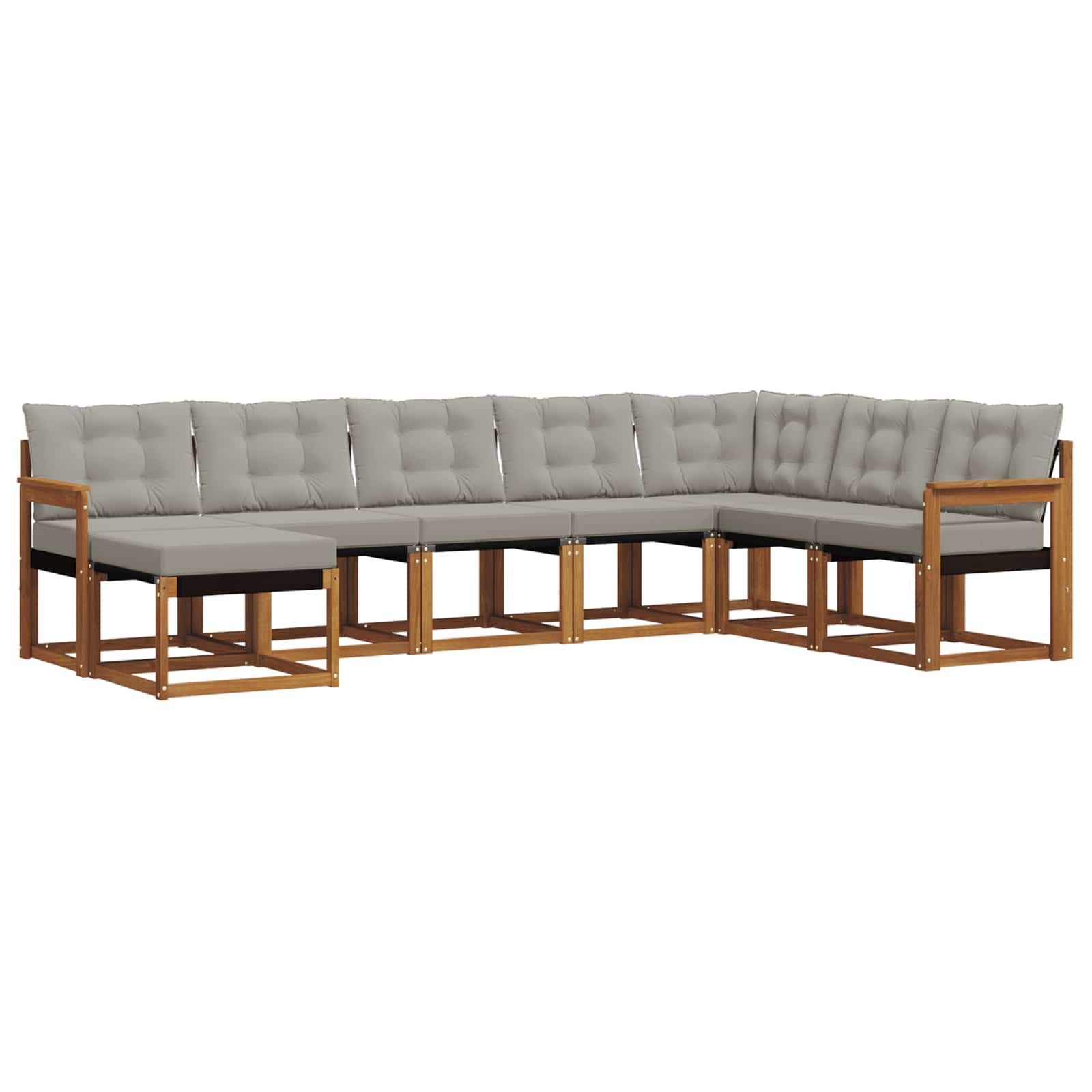 Buiten bankenset met kussen 8 pcs Natuurlijk en Lichtgrijs is nu te koop bij PeponiXL, paradijselijk wonen!