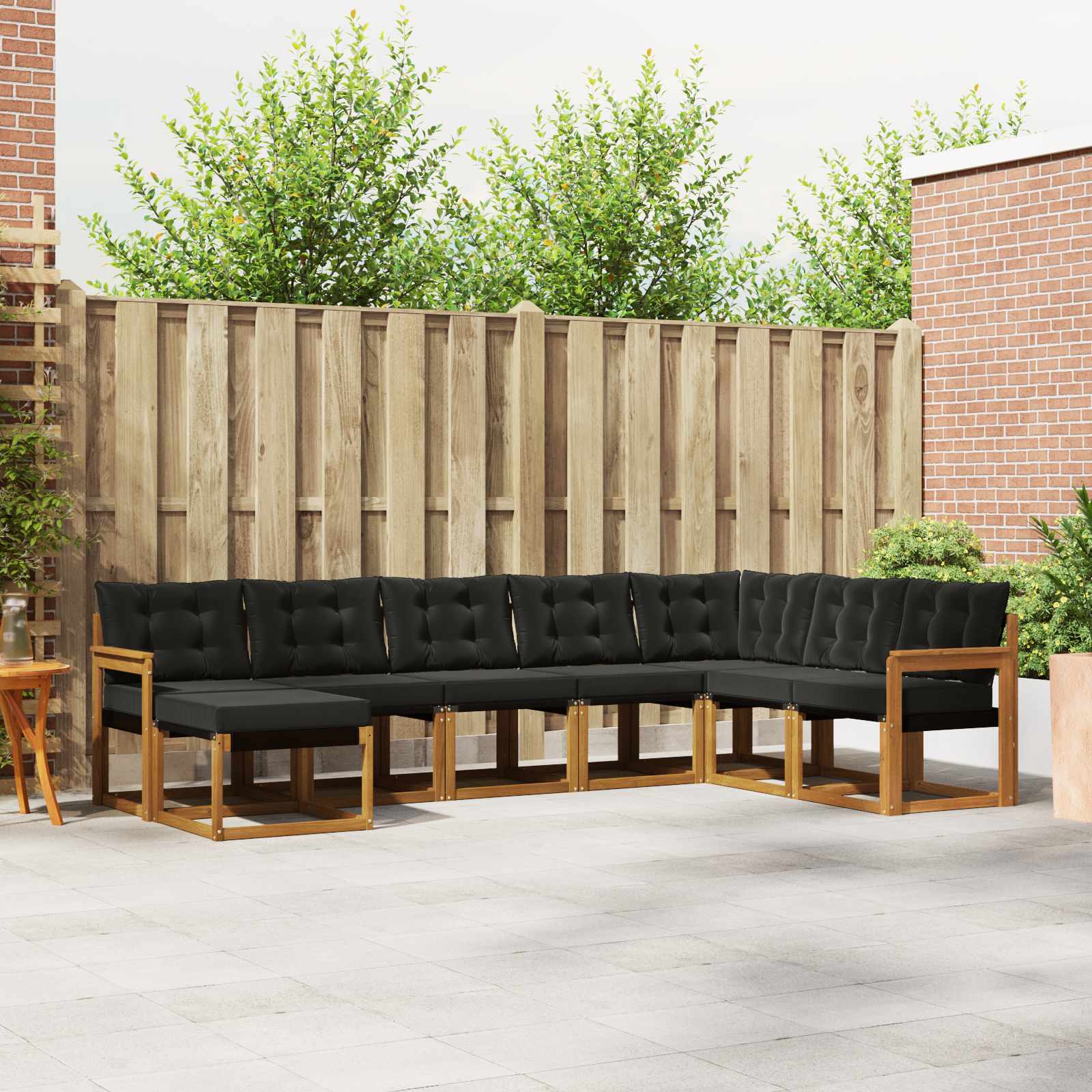 Buiten bankenset met kussen 8 pcs Natuurlijk en Zwart is nu te koop bij PeponiXL, paradijselijk wonen!