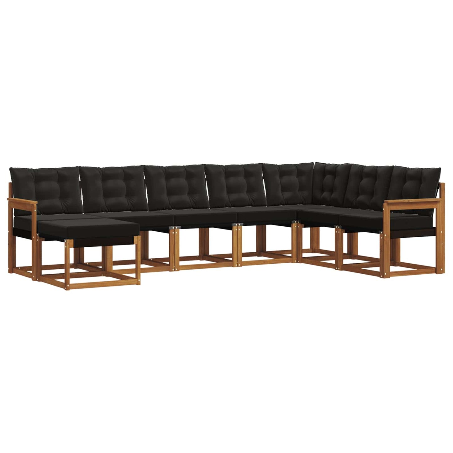 Buiten bankenset met kussen 8 pcs Natuurlijk en Zwart is nu te koop bij PeponiXL, paradijselijk wonen!