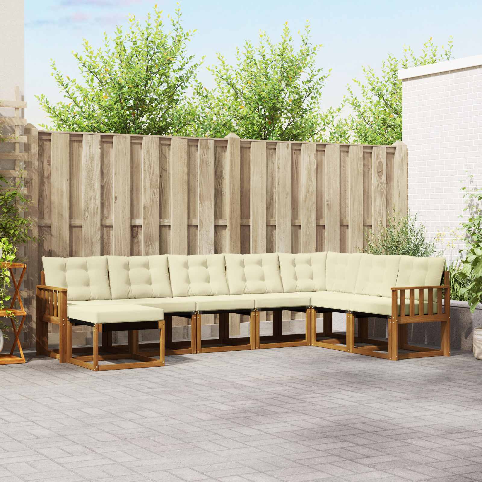 Buiten bankenset met kussen 8 pcs Natuurlijk en Crème is nu te koop bij PeponiXL, paradijselijk wonen!