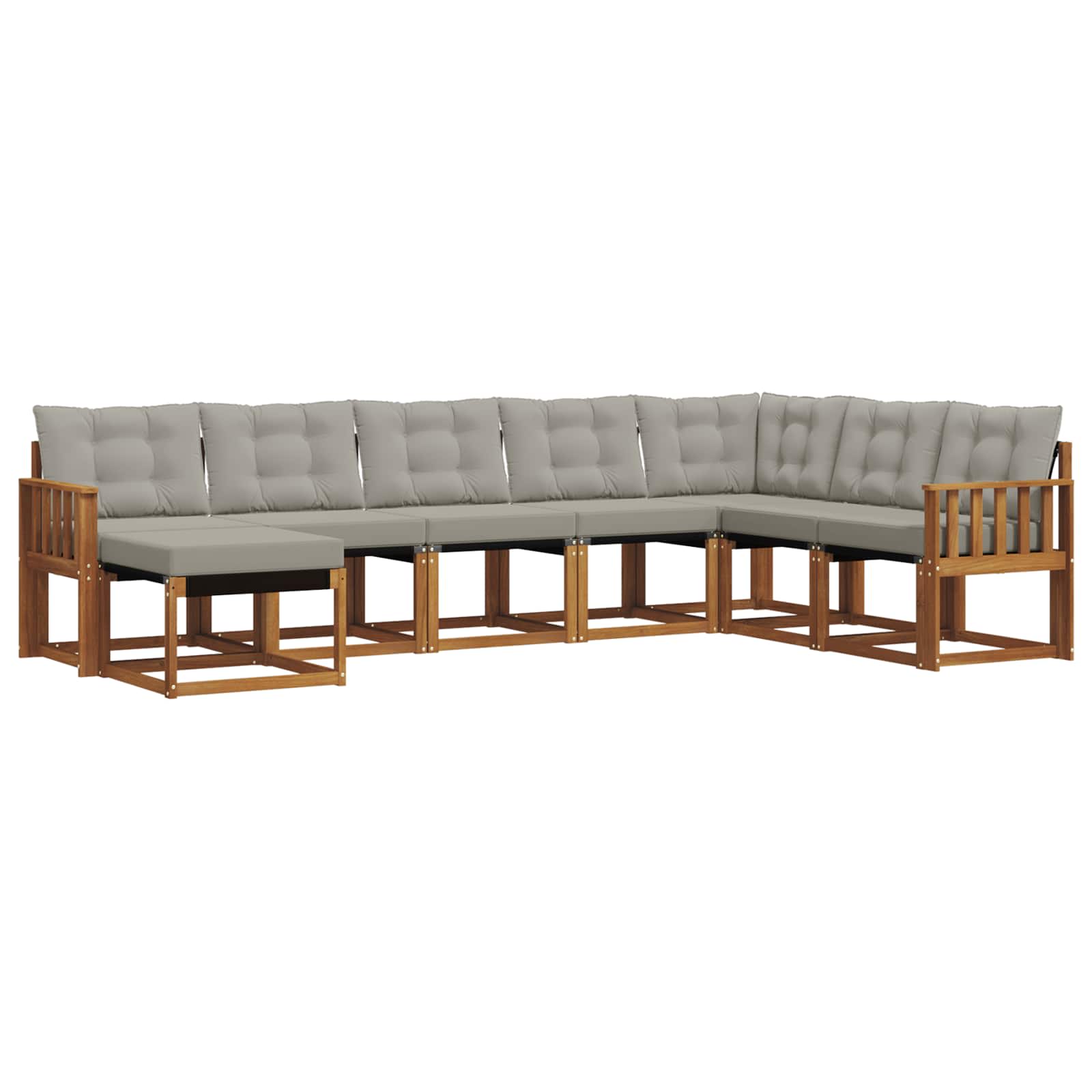 Buiten bankenset met kussen 8 pcs Natuurlijk en Lichtgrijs is nu te koop bij PeponiXL, paradijselijk wonen!