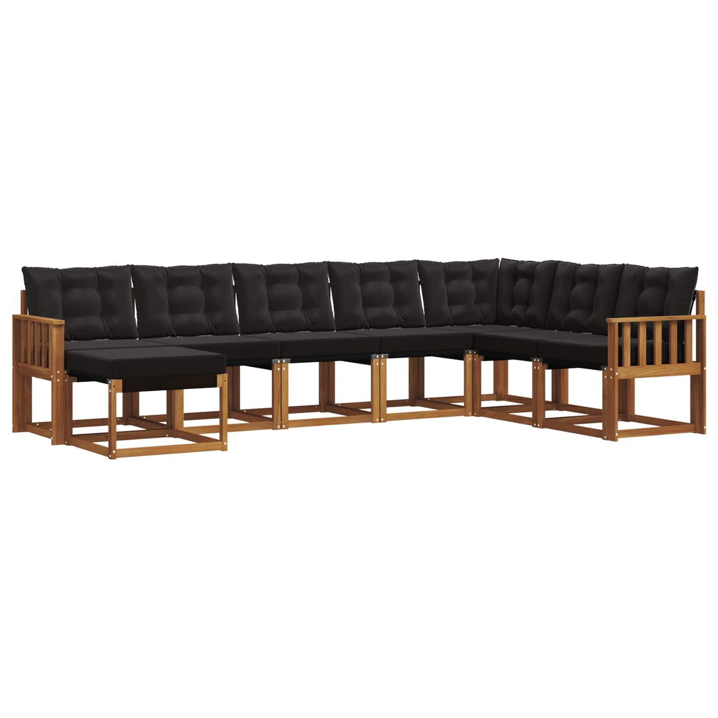 Buiten bankenset met kussen 8 pcs Natuurlijk en Zwart is nu te koop bij PeponiXL, paradijselijk wonen!